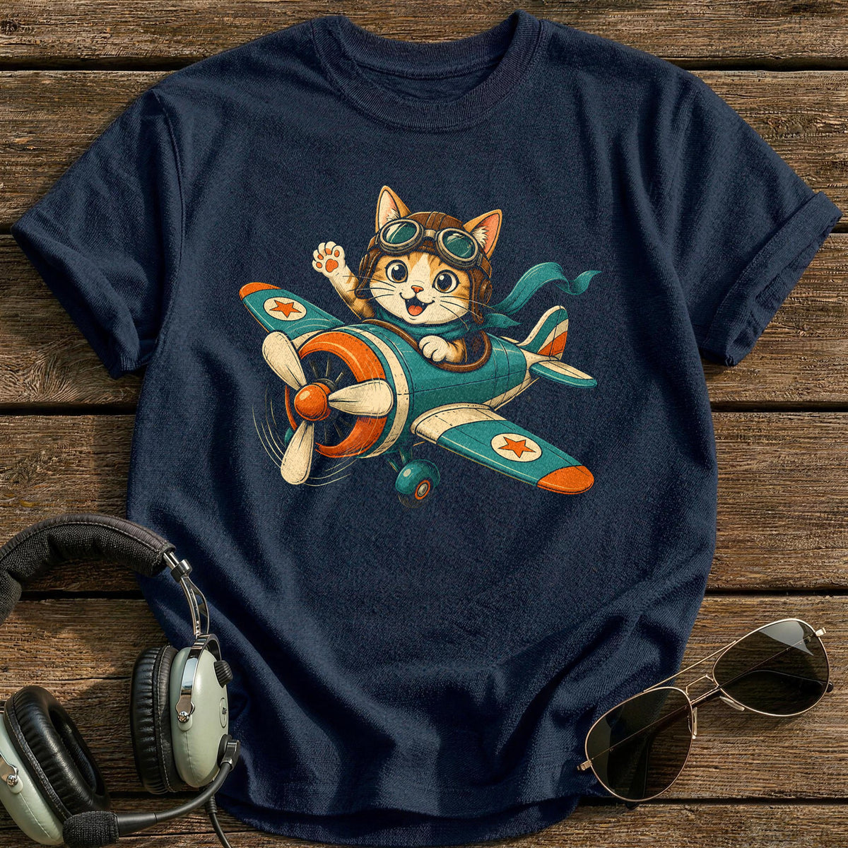 Whiskers & Goggles T-Shirt - Navy