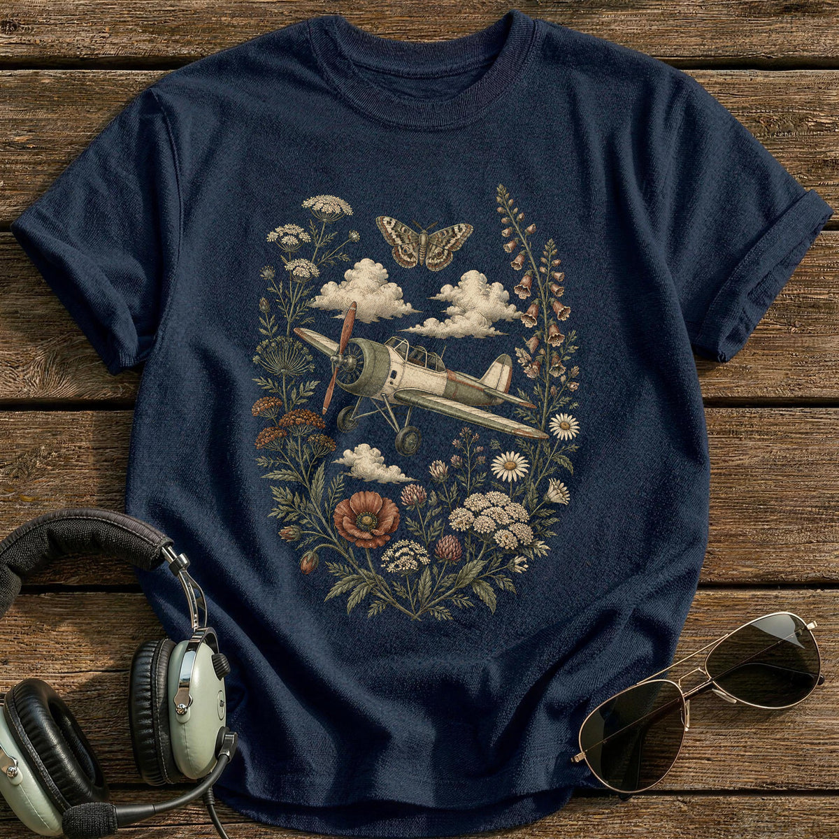 Wildflower Flight T-Shirt - Navy