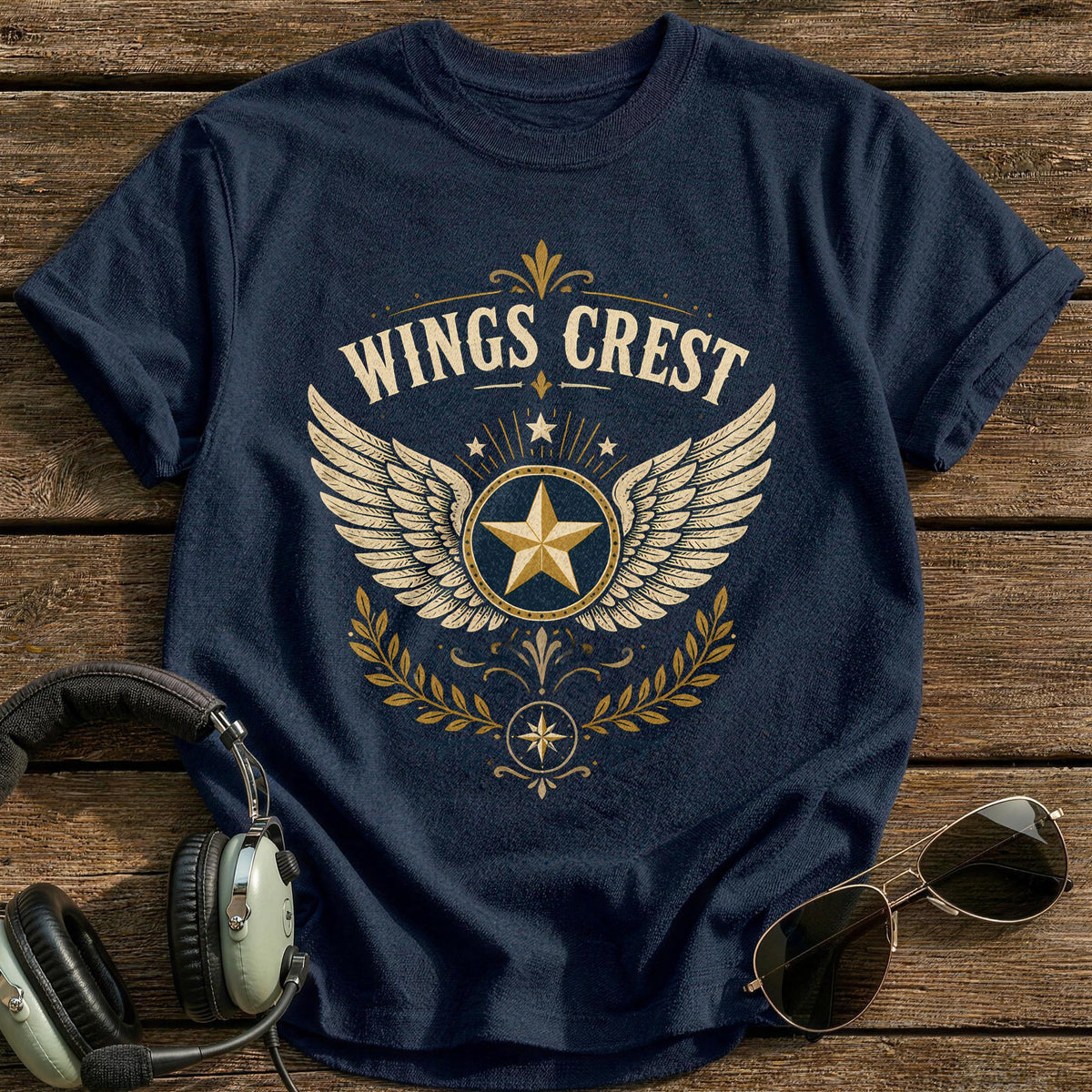 Wings Crest Folk 22 T-Shirt - Navy