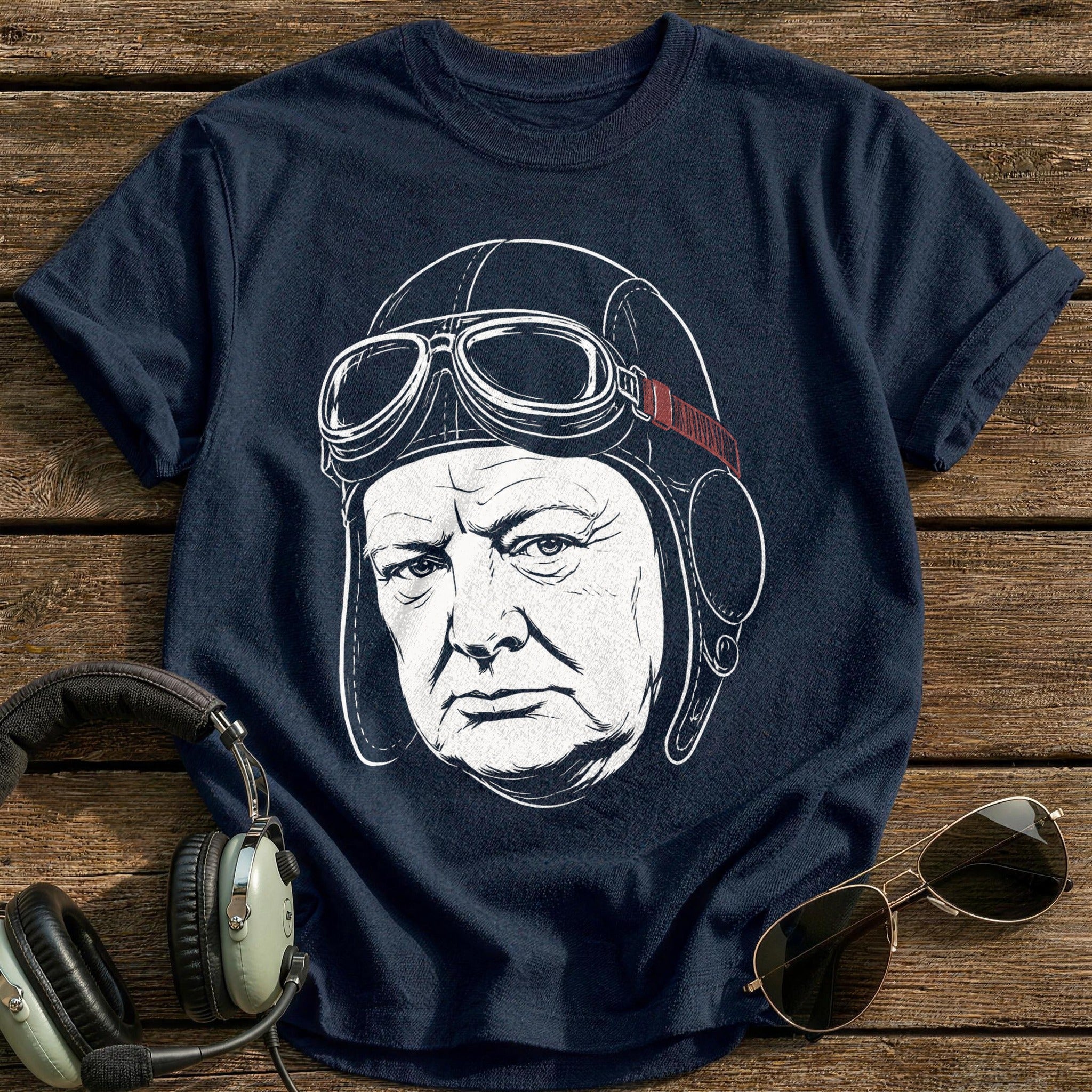Winston Churchill Aviator (Muted Red) T-Shirt - Navy