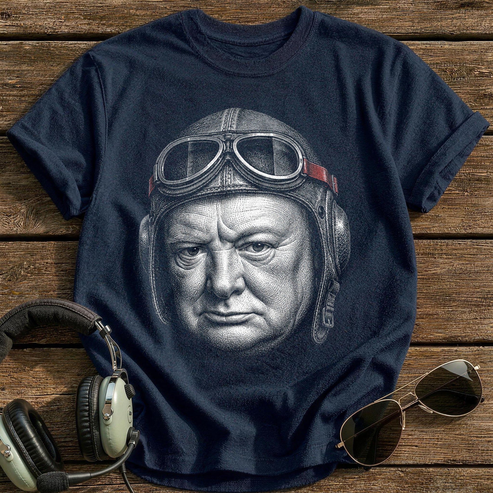 Winston Churchill Aviator (Muted Red) T-Shirt - Navy