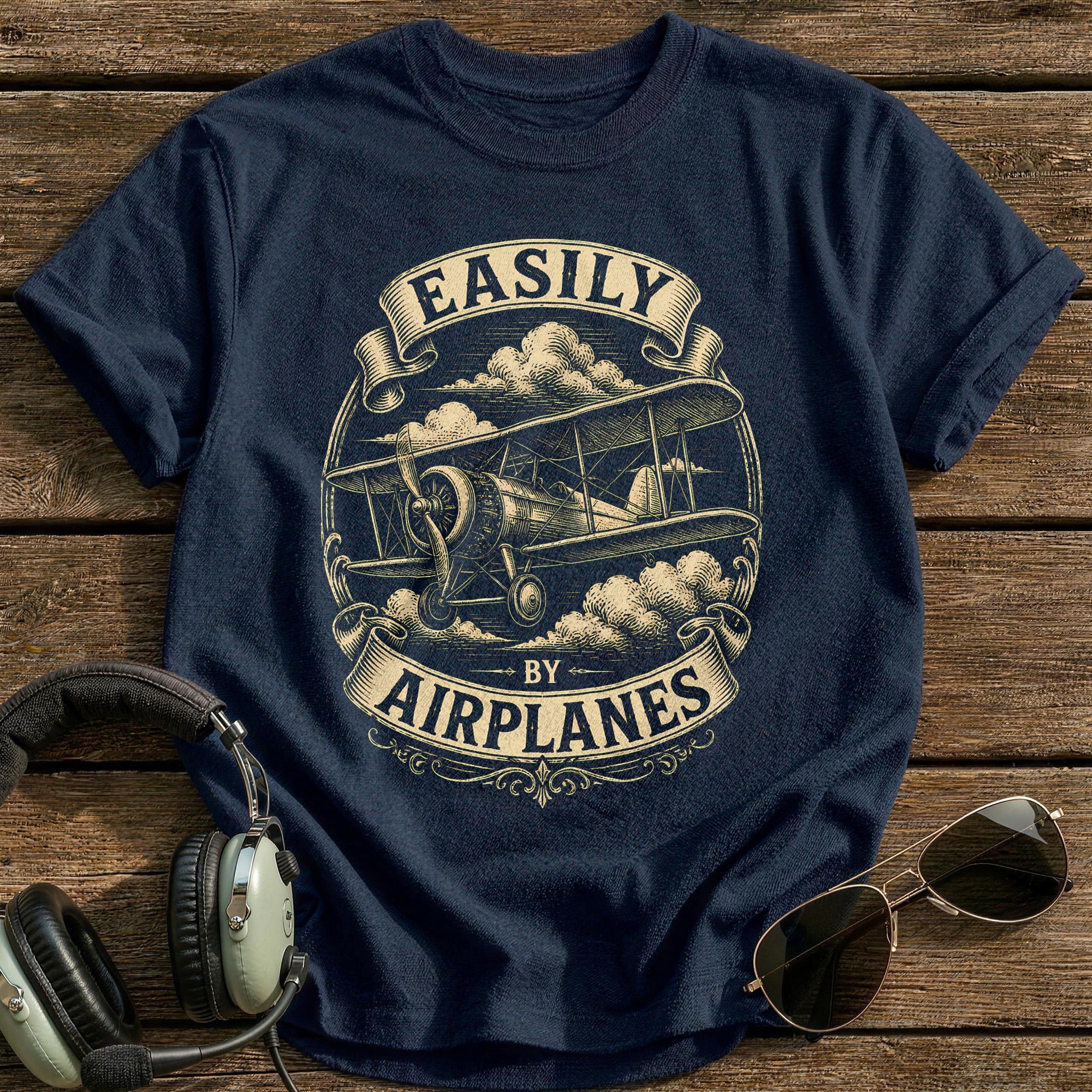 Woodcut Biplane 88 - Navy