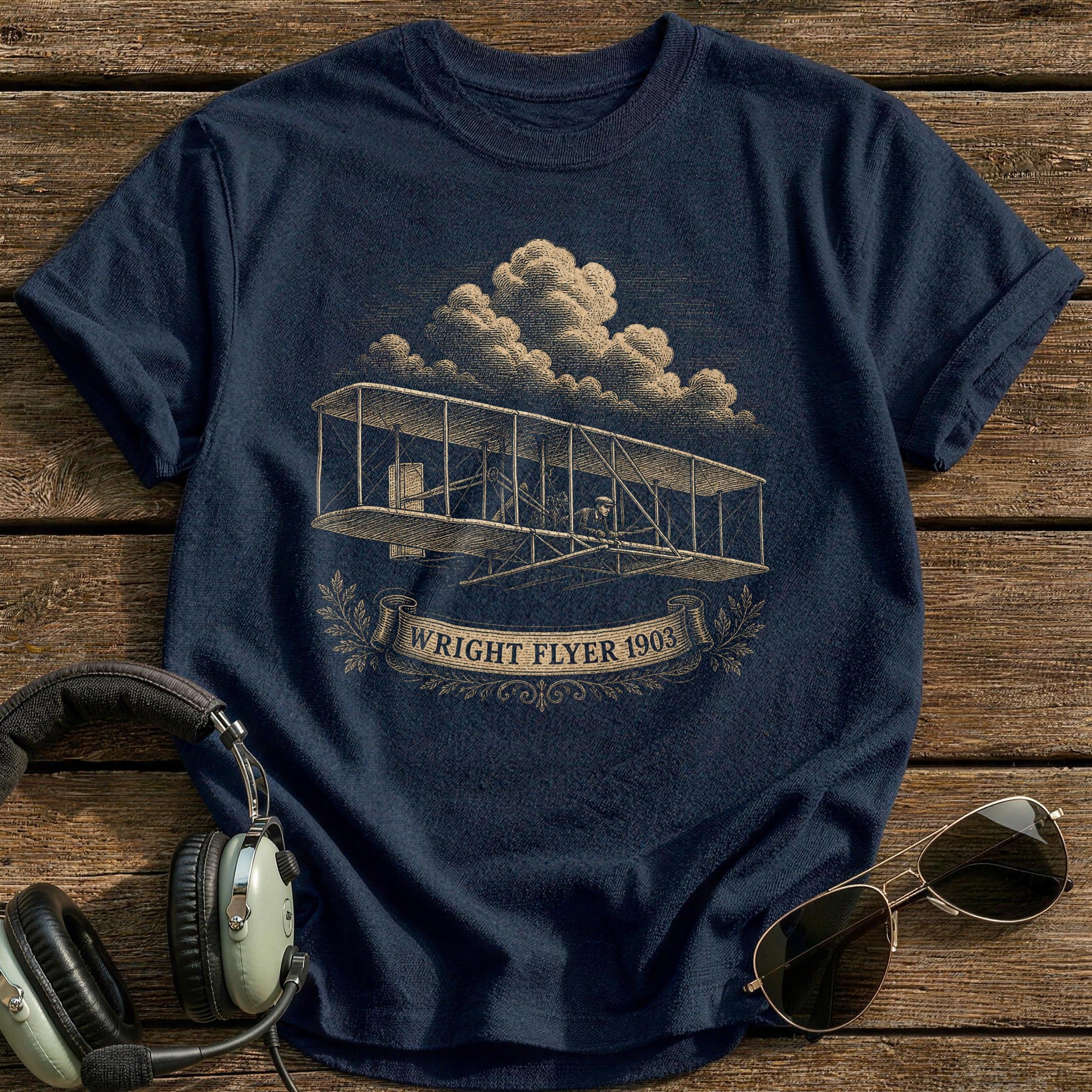 Wright Flyer Est Plaque T-Shirt - Navy