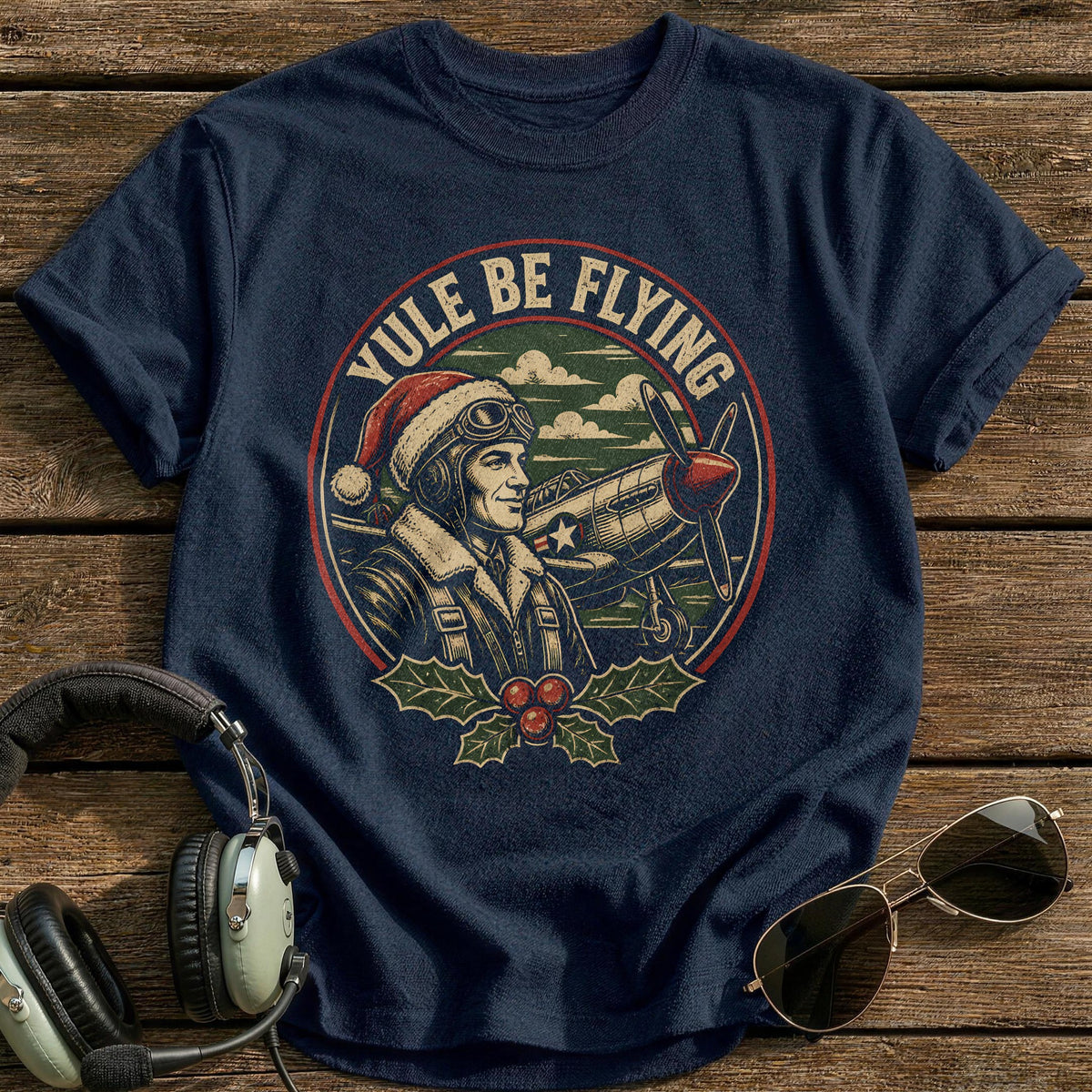 Yule Be Flying 86 T-Shirt - Navy