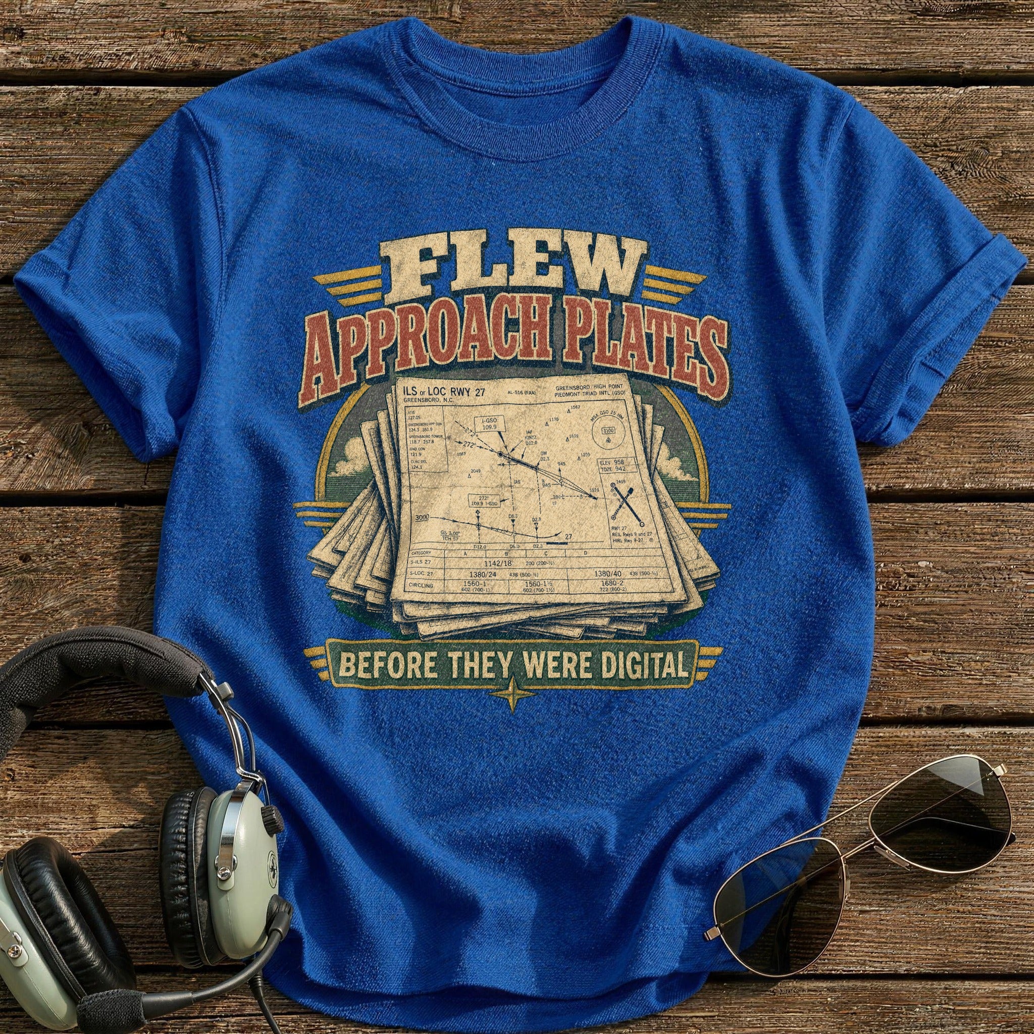 Flew Approach Plates T-Shirt - Royal