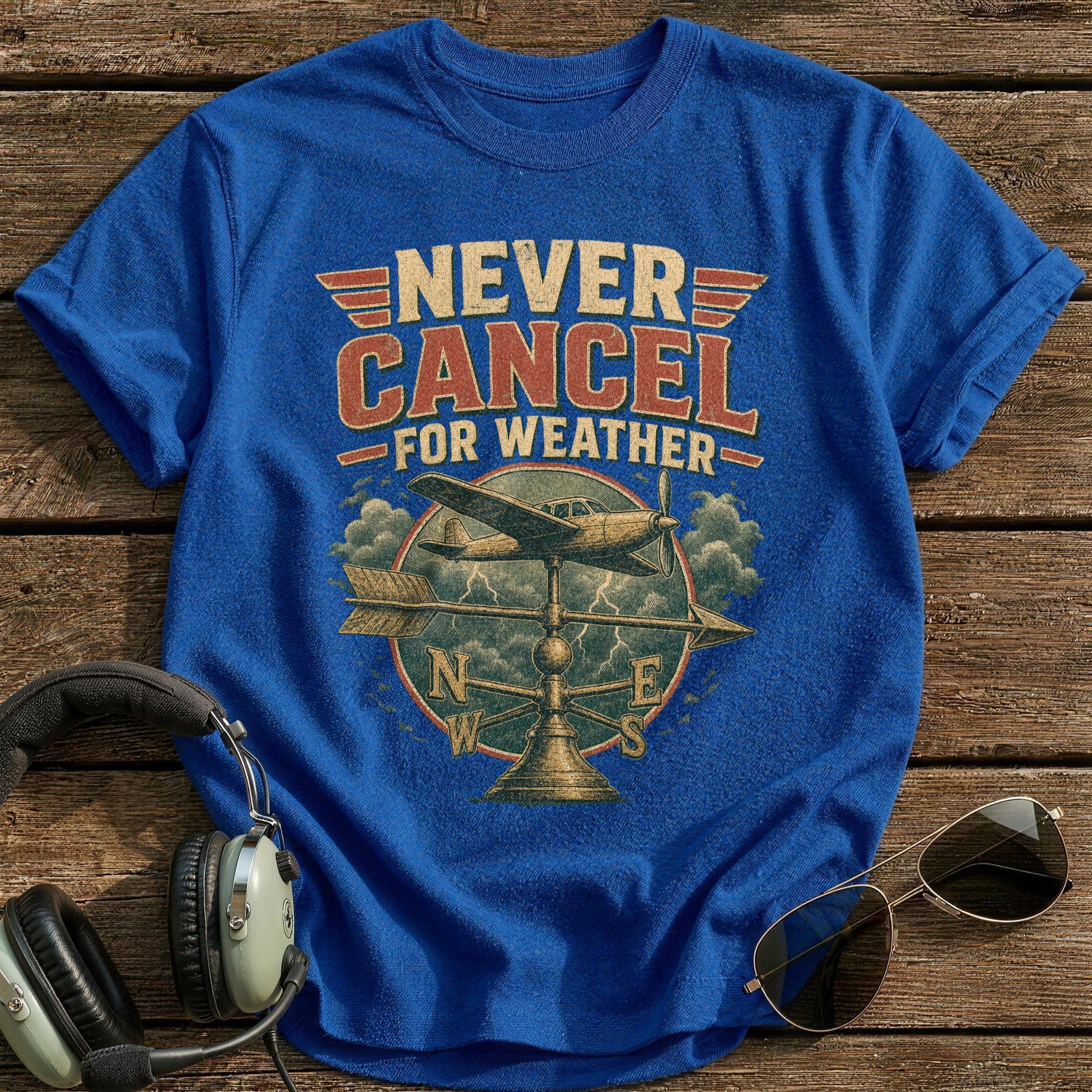 Never Cancel for Weather T-Shirt - Royal