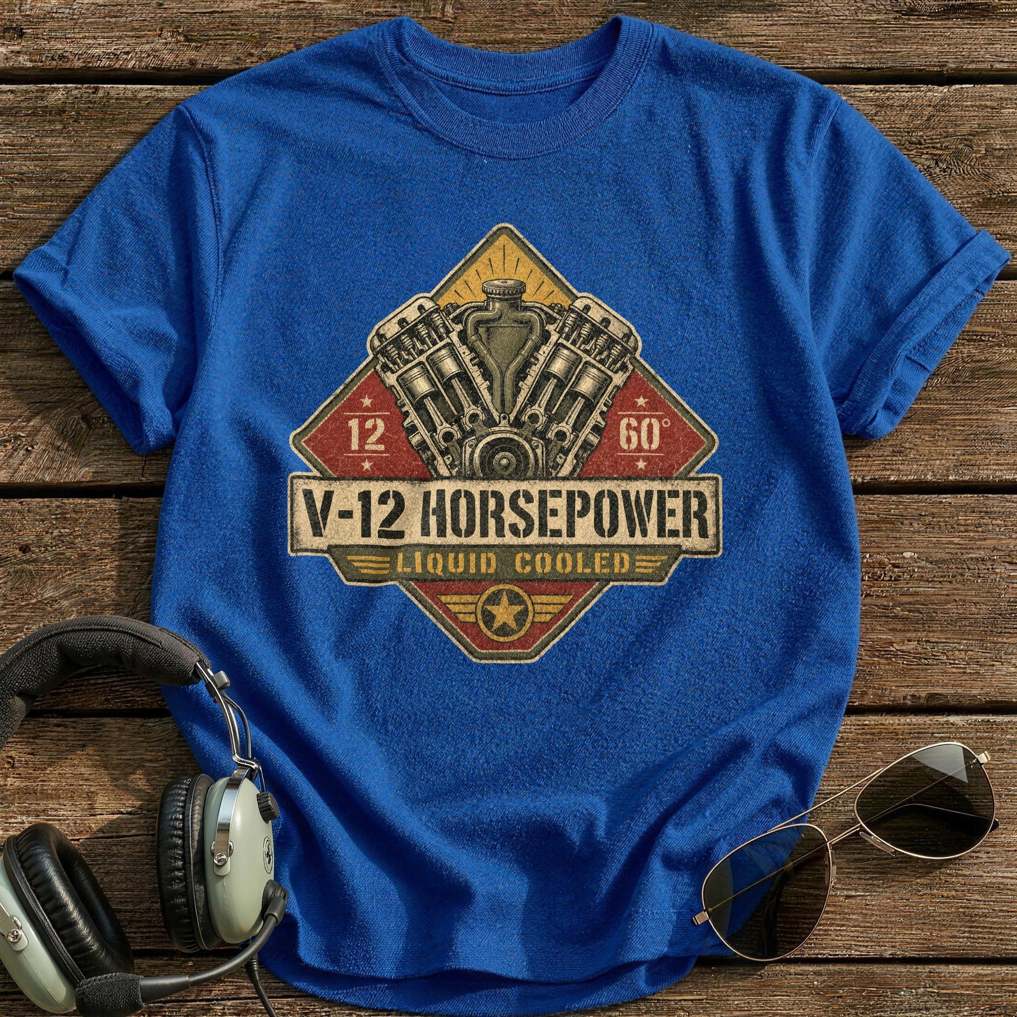 V-12 Horsepower T-Shirt - Royal