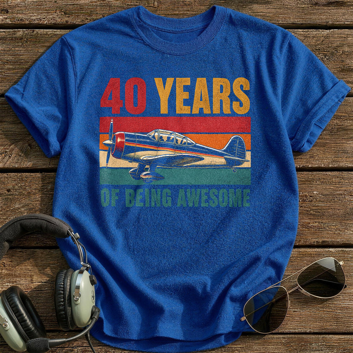 40 Being Awesome T-Shirt - Royal