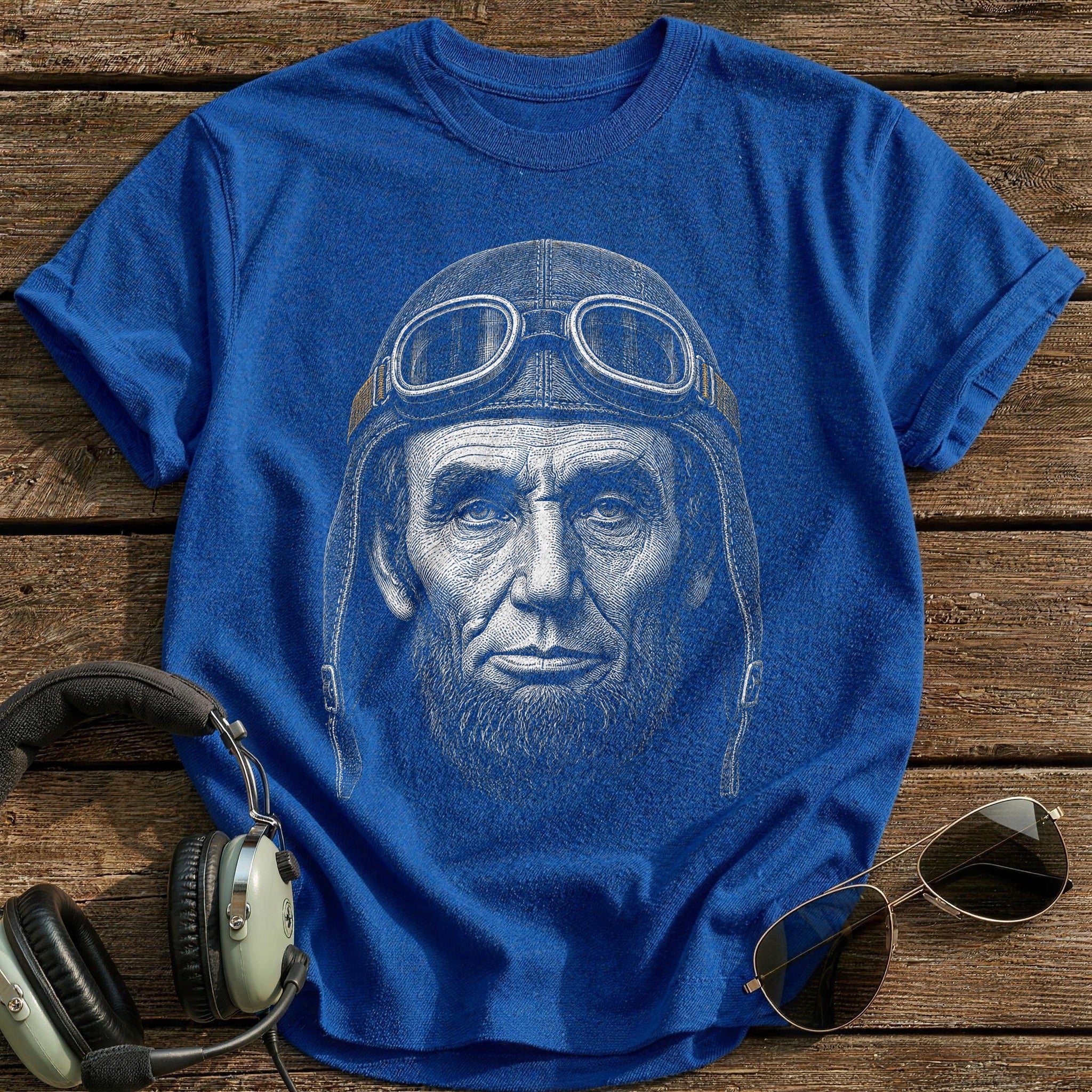 Abraham Lincoln Aviator (Muted Amber) T-Shirt - Royal
