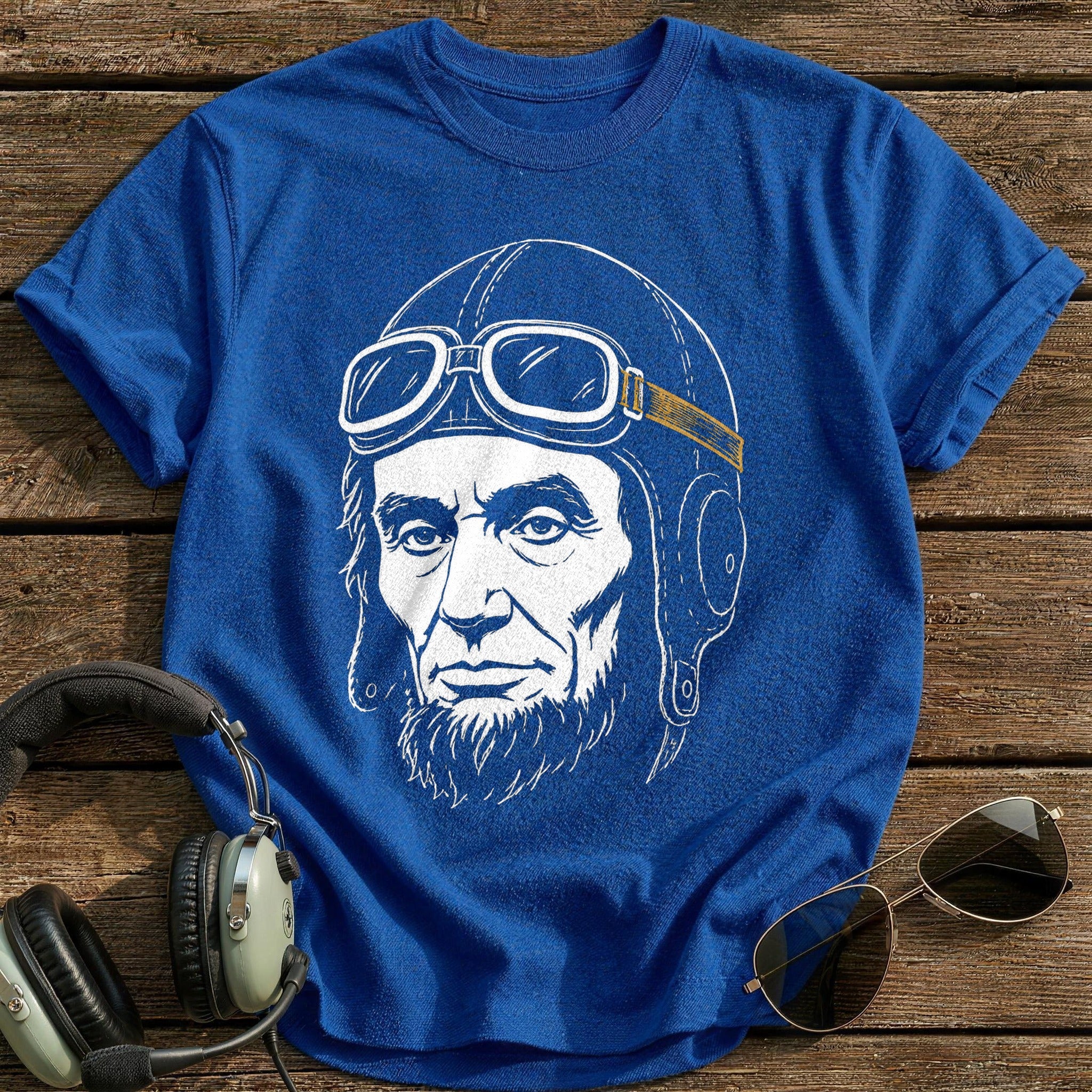 Abraham Lincoln Aviator (Muted Amber) T-Shirt - Royal