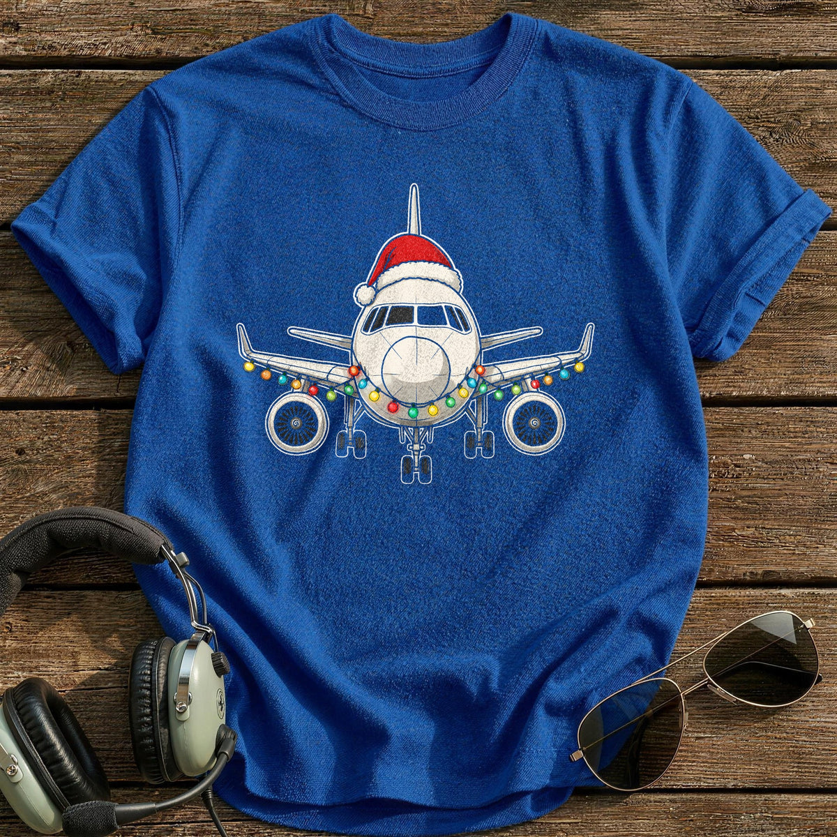 Airliner Christmas Lights 59 T-Shirt - Royal