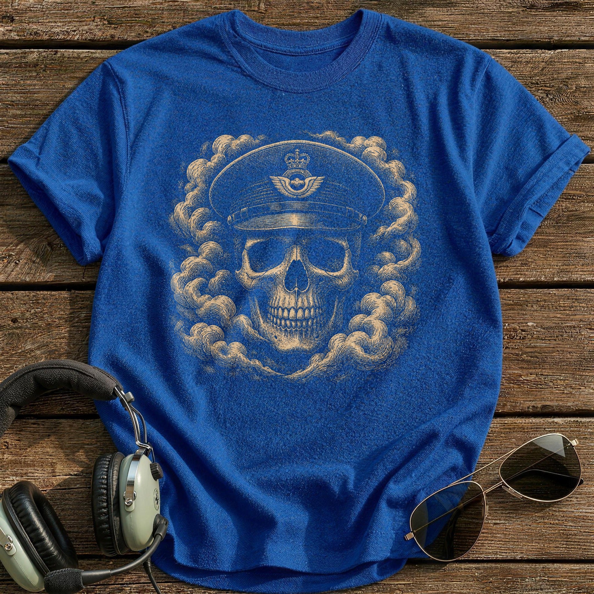 Airman Skull Service Cap T-Shirt - Royal