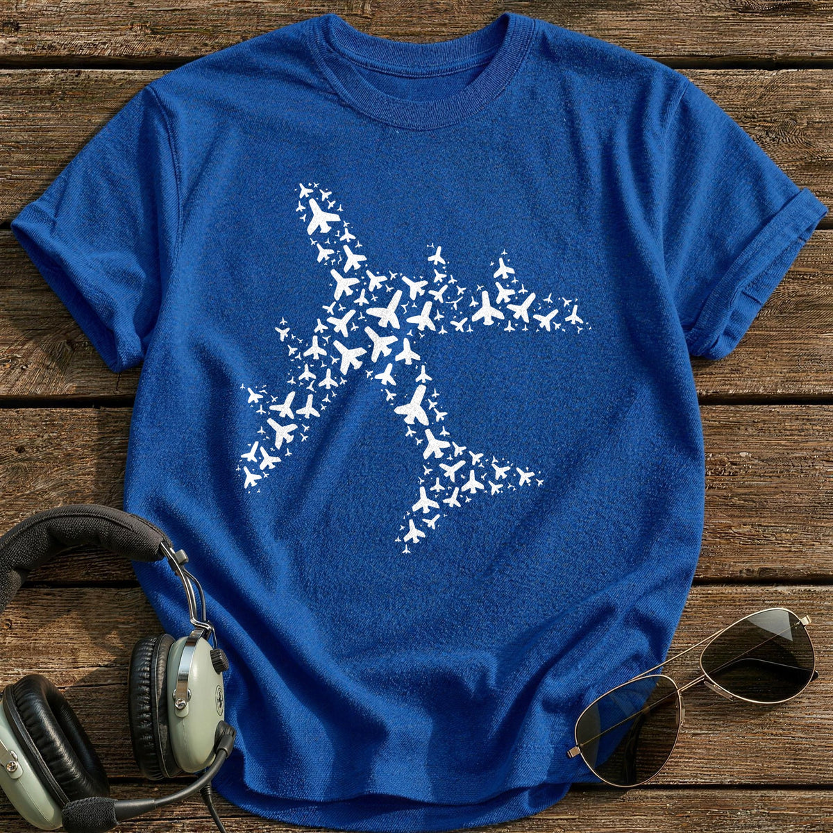 Airplane Made Of Planes T-Shirt - Royal