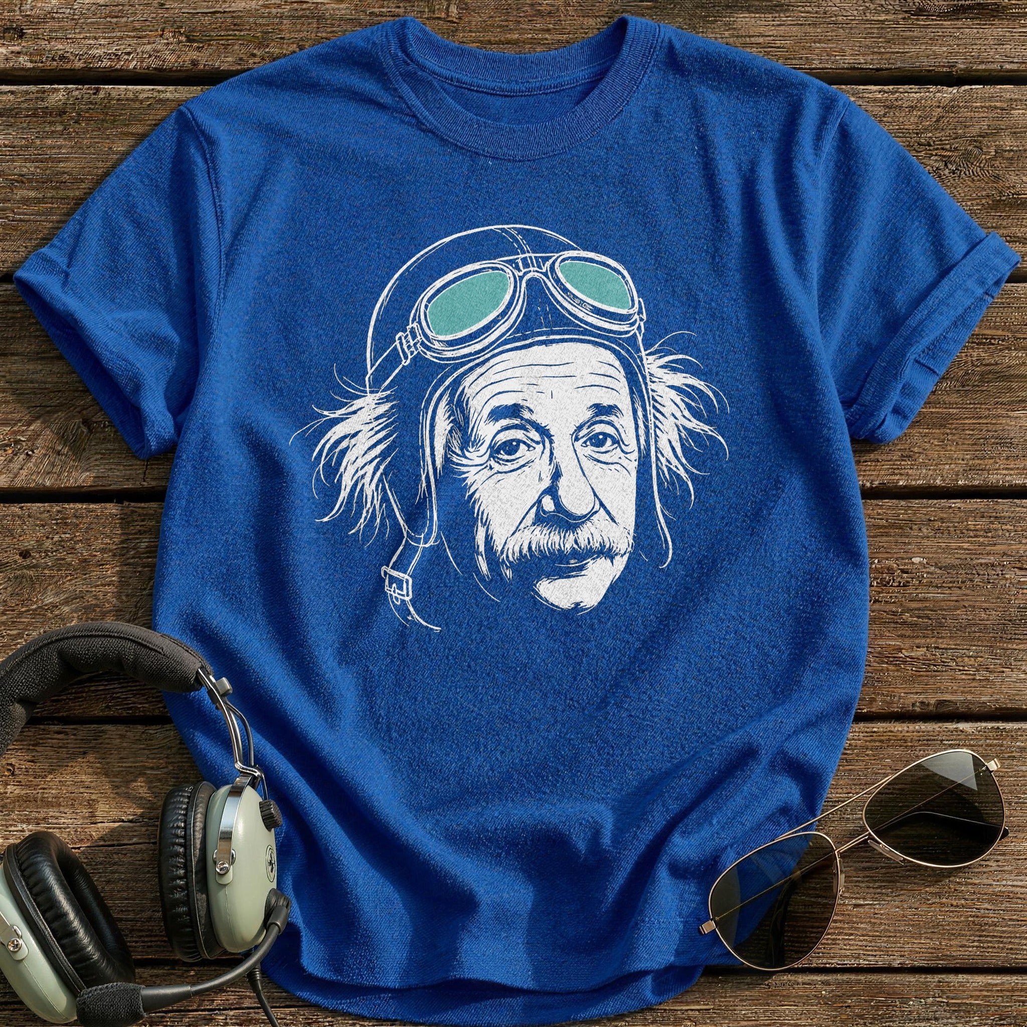 Albert Einstein Aviator (Soft Teal) T-Shirt - Royal
