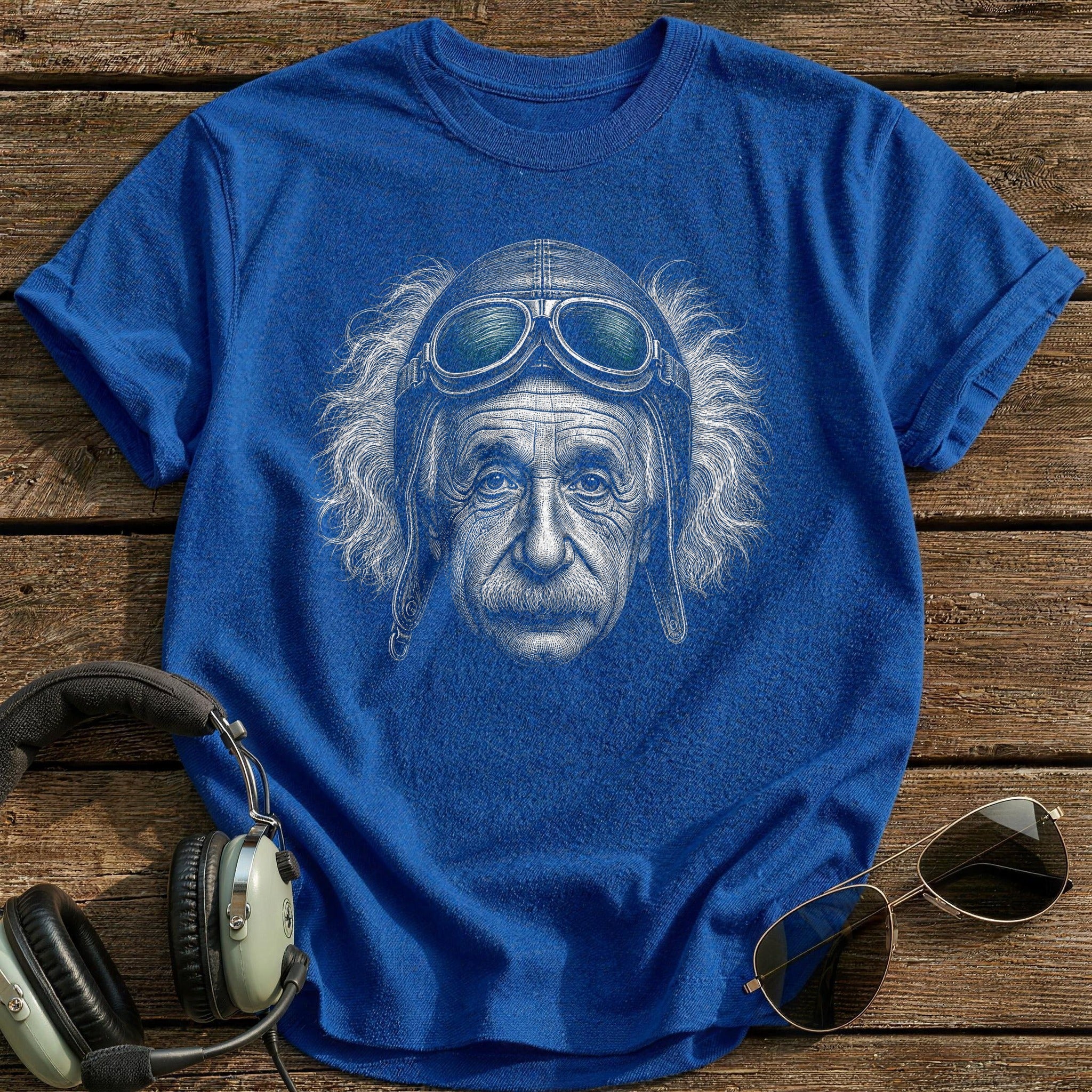 Albert Einstein Aviator (Soft Teal) T-Shirt - Royal