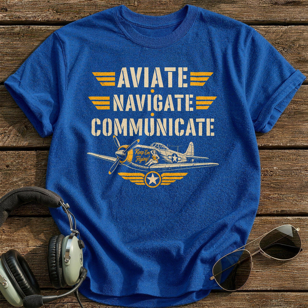 Aviate Navigate Communicate Kids T-Shirt - Royal