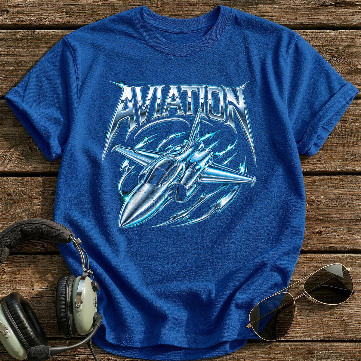 Aviation Chrome Y2K 73 T-Shirt - Royal