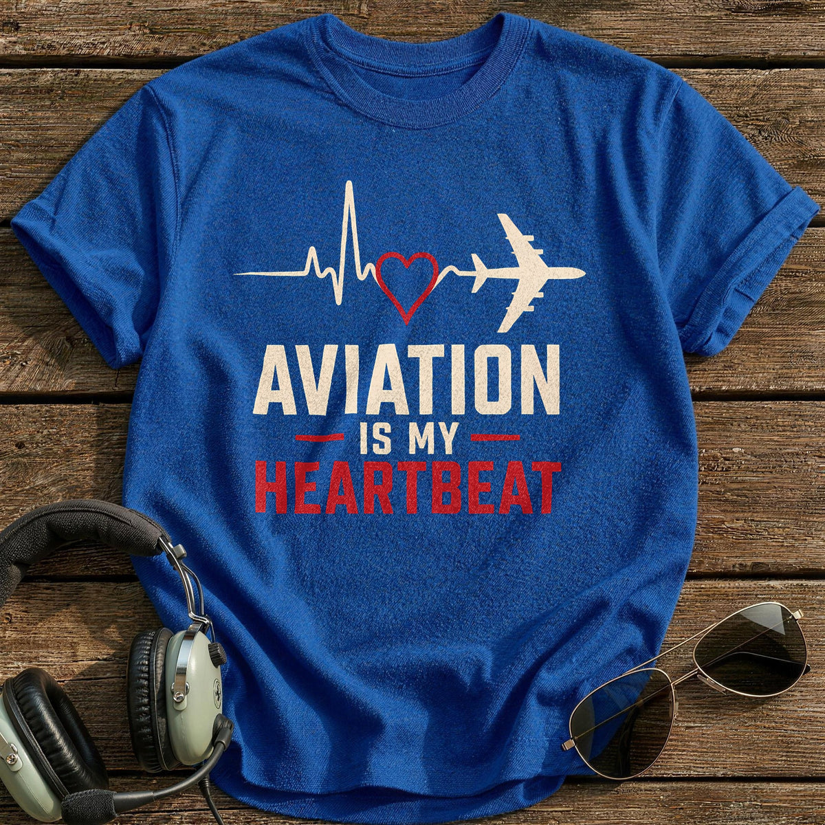 Aviation Heartbeat 81 T-Shirt - Royal