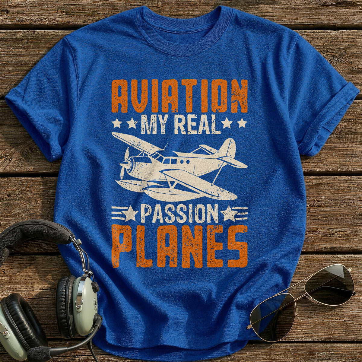 Aviation My Real Passion Planes T-Shirt - Royal