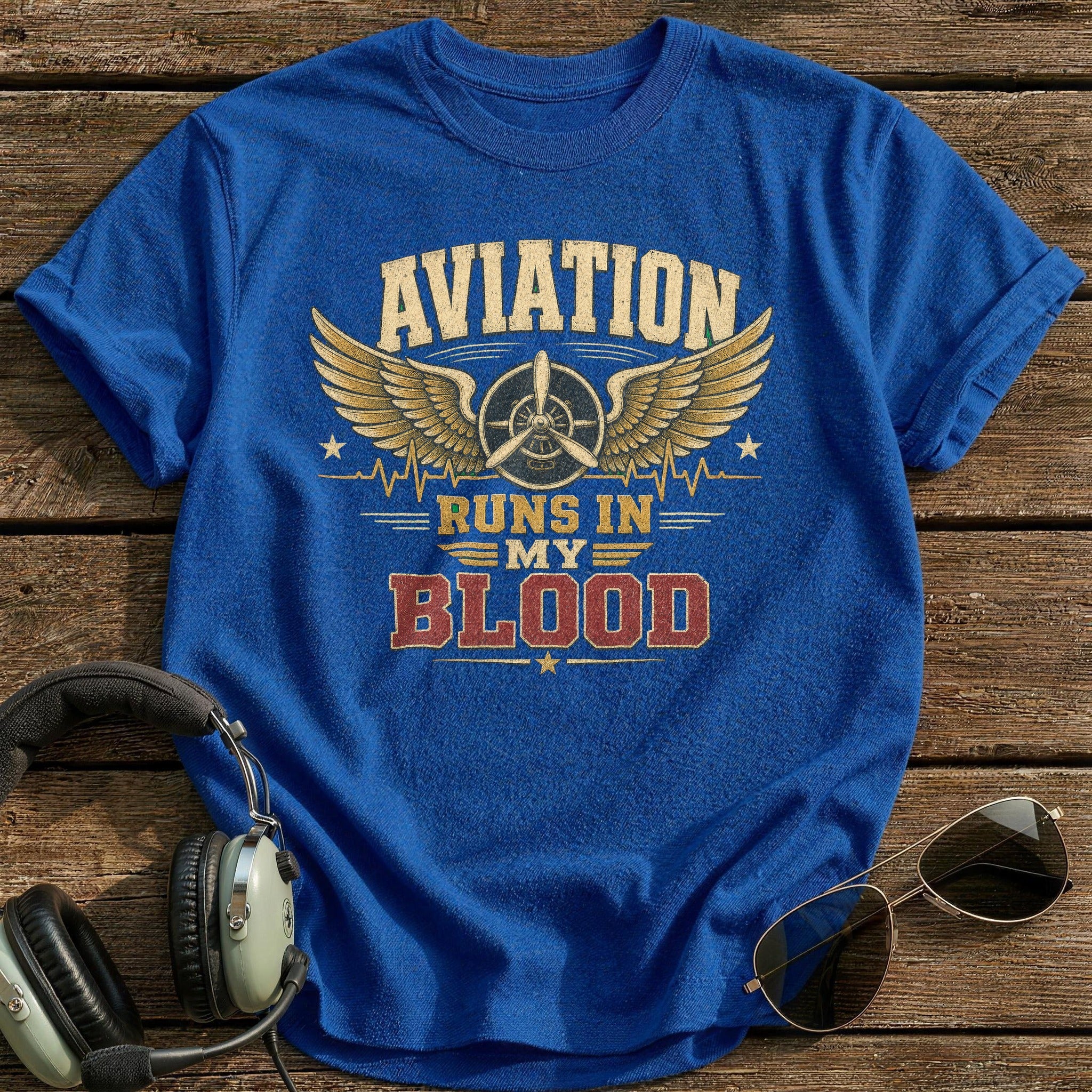 Aviation Runs Deep T-Shirt - Royal