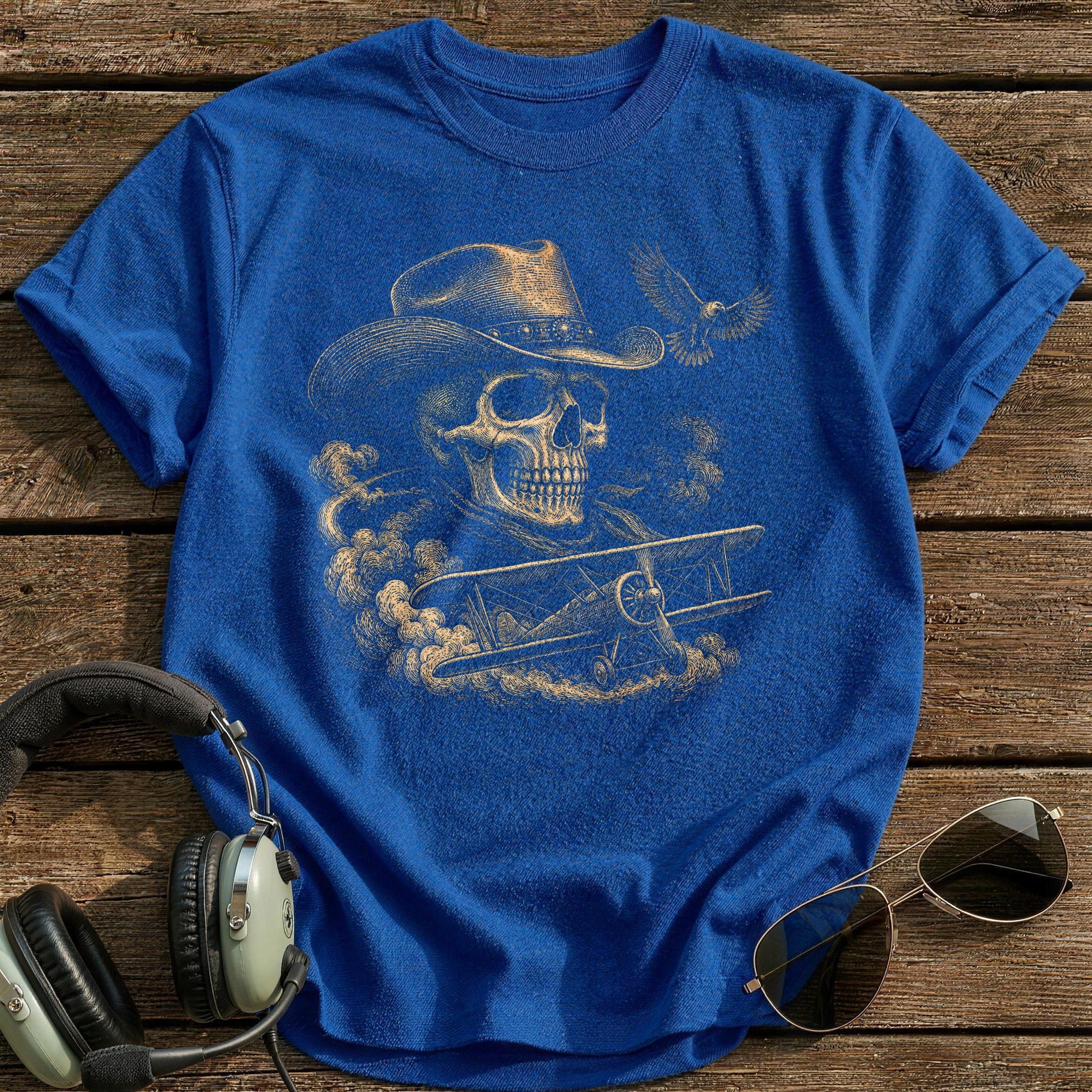 Barnstormer Skull Cowboy Hat T-Shirt - Royal