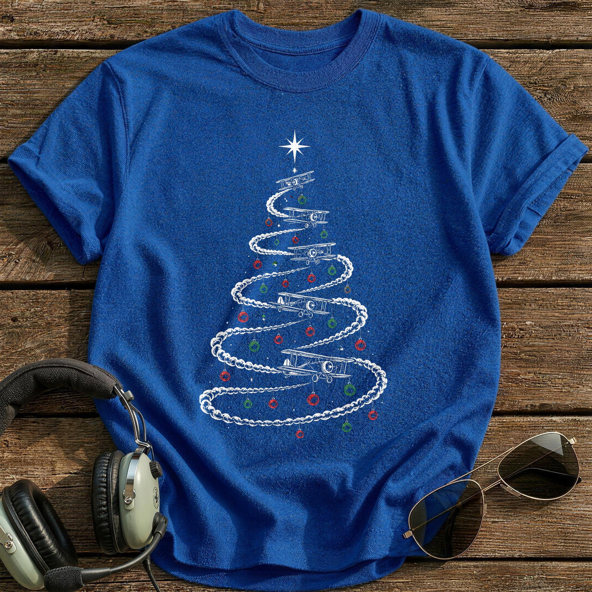 Biplane Smoke Tree 72 T-Shirt - Royal