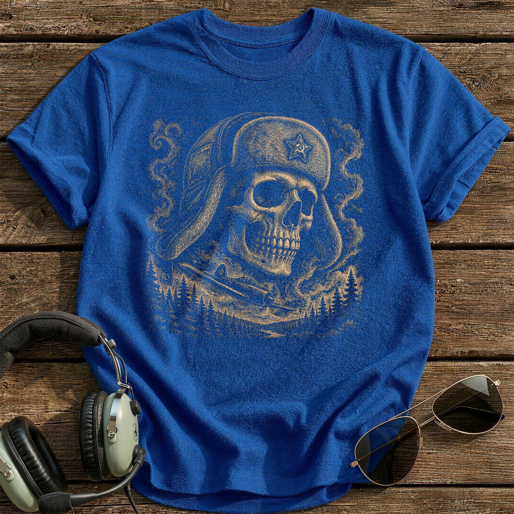 Bush Pilot Skull Ushanka T-Shirt - Royal