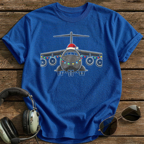 Cargo Plane Christmas Lights 19 T-Shirt - Royal