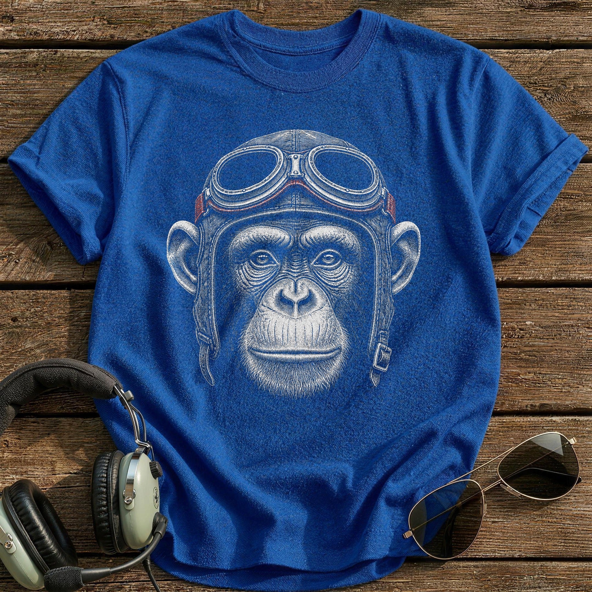 Chimp Aviator (Muted Red) T-Shirt - Royal