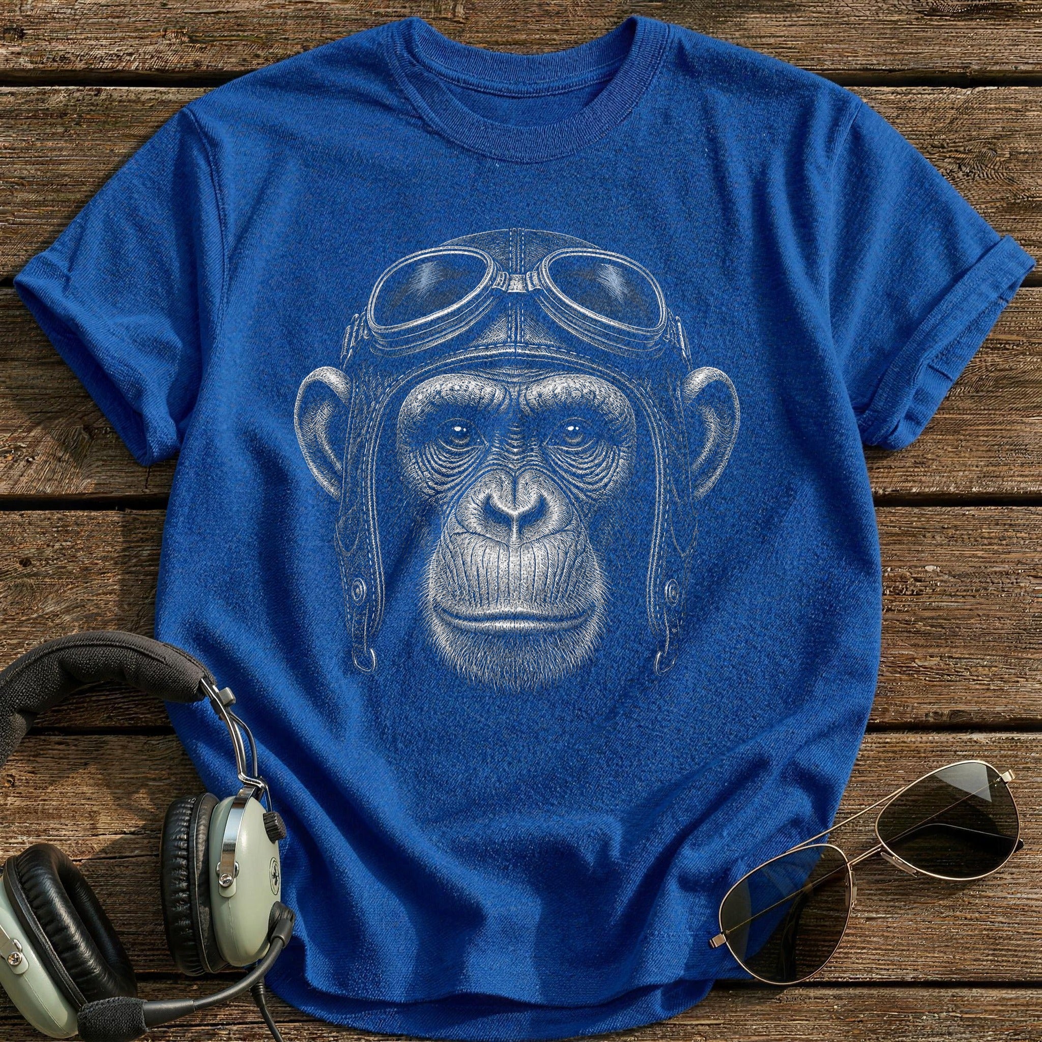 Chimp Flyer (Slate Blue) T-Shirt - Royal
