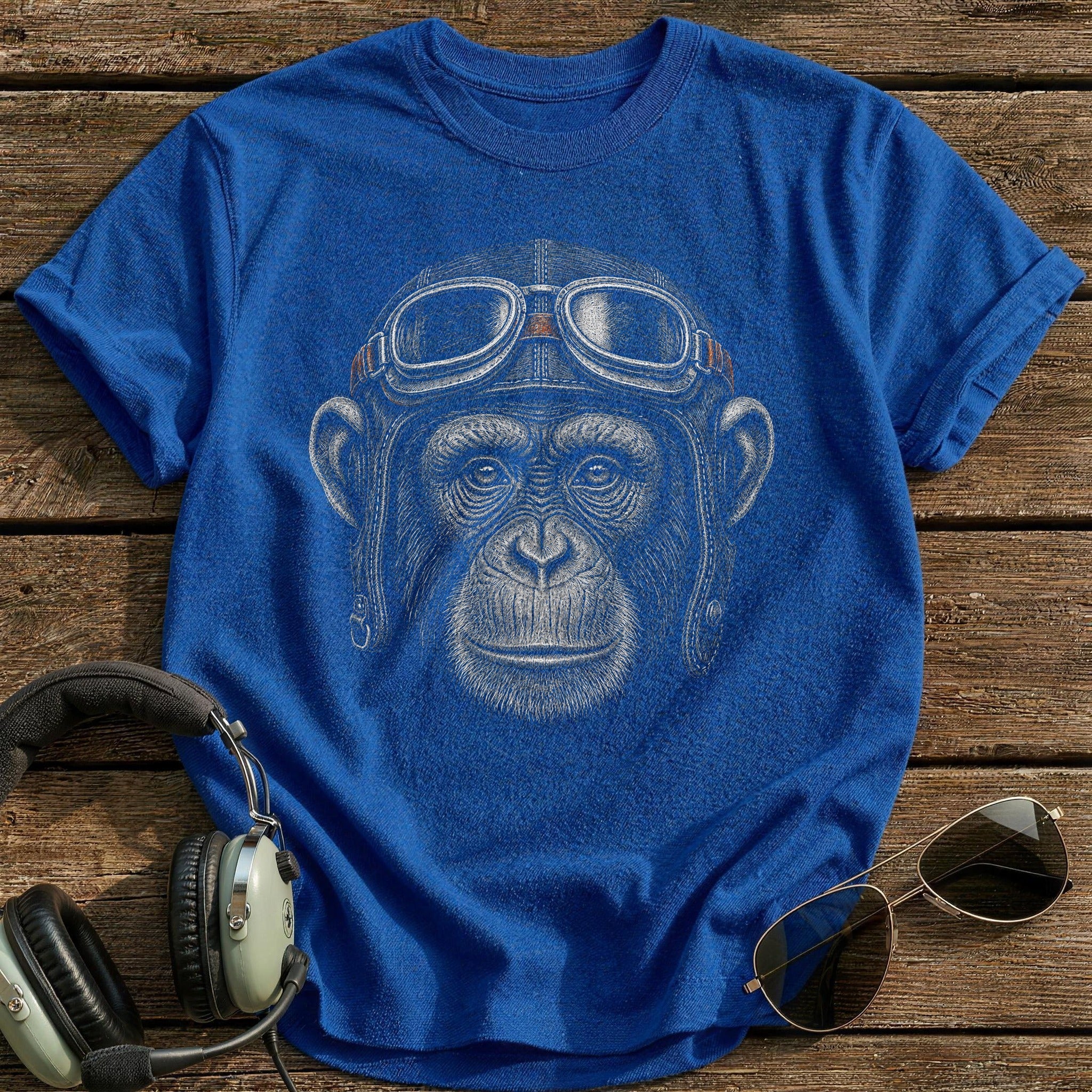 Chimp Pilot (Muted Orange) T-Shirt - Royal