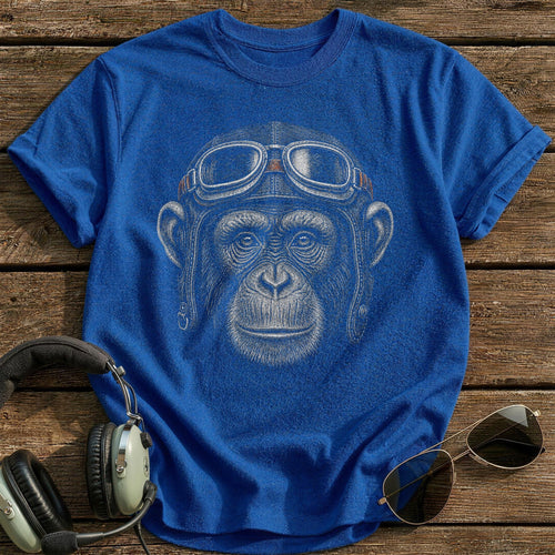Chimp Pilot (Muted Orange) T-Shirt - Royal