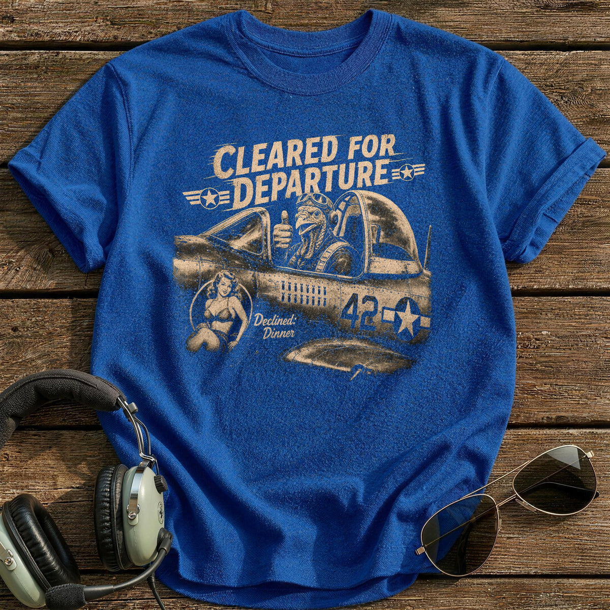 Cleared For Departure Declined Dinner 7 T-Shirt - Royal