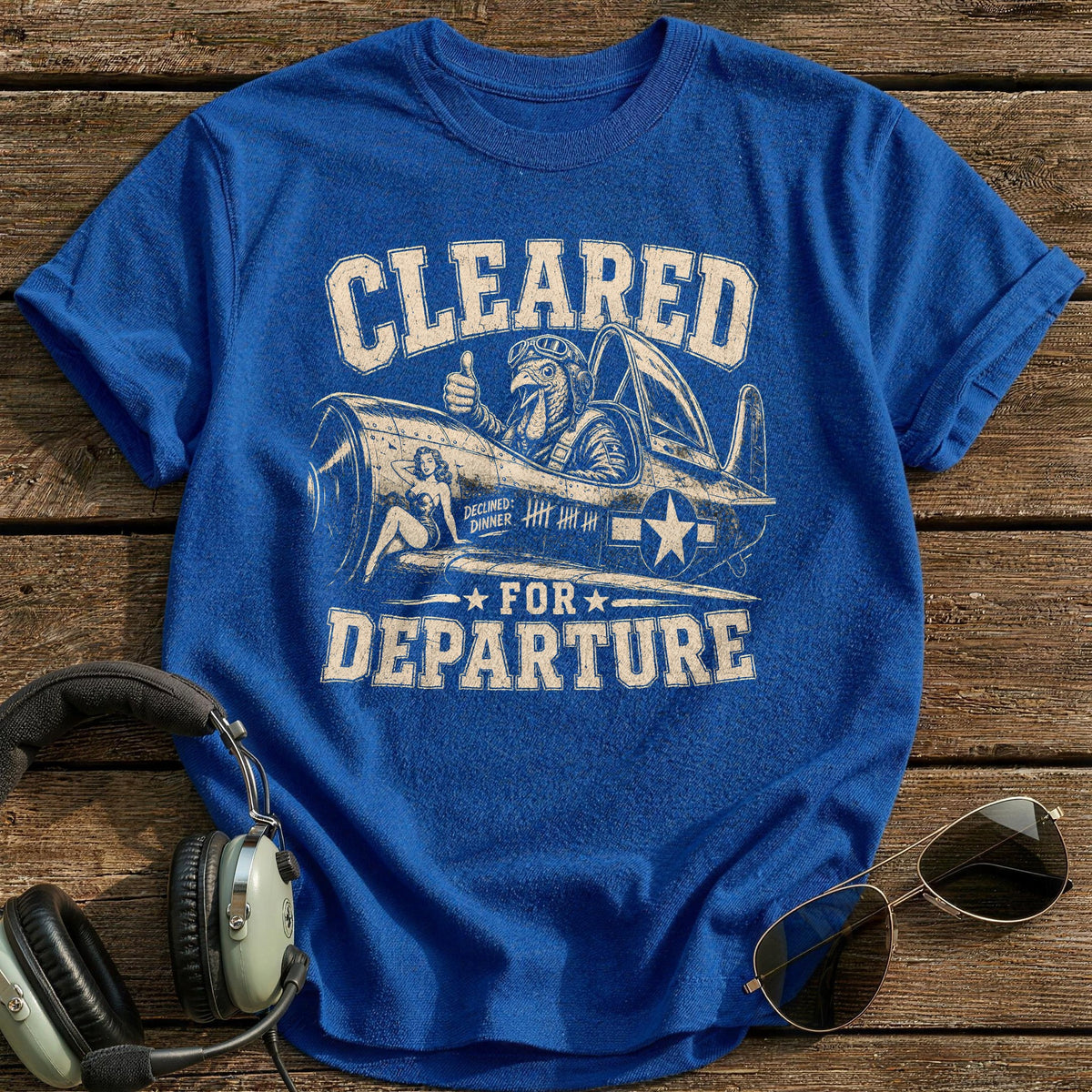 Cleared For Departure Declined Dinner 8 T-Shirt - Royal
