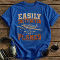 Easily Distracted By Planes T-Shirt - Royal