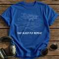 Eat Sleep Fly Repeat 36 T-Shirt - Royal