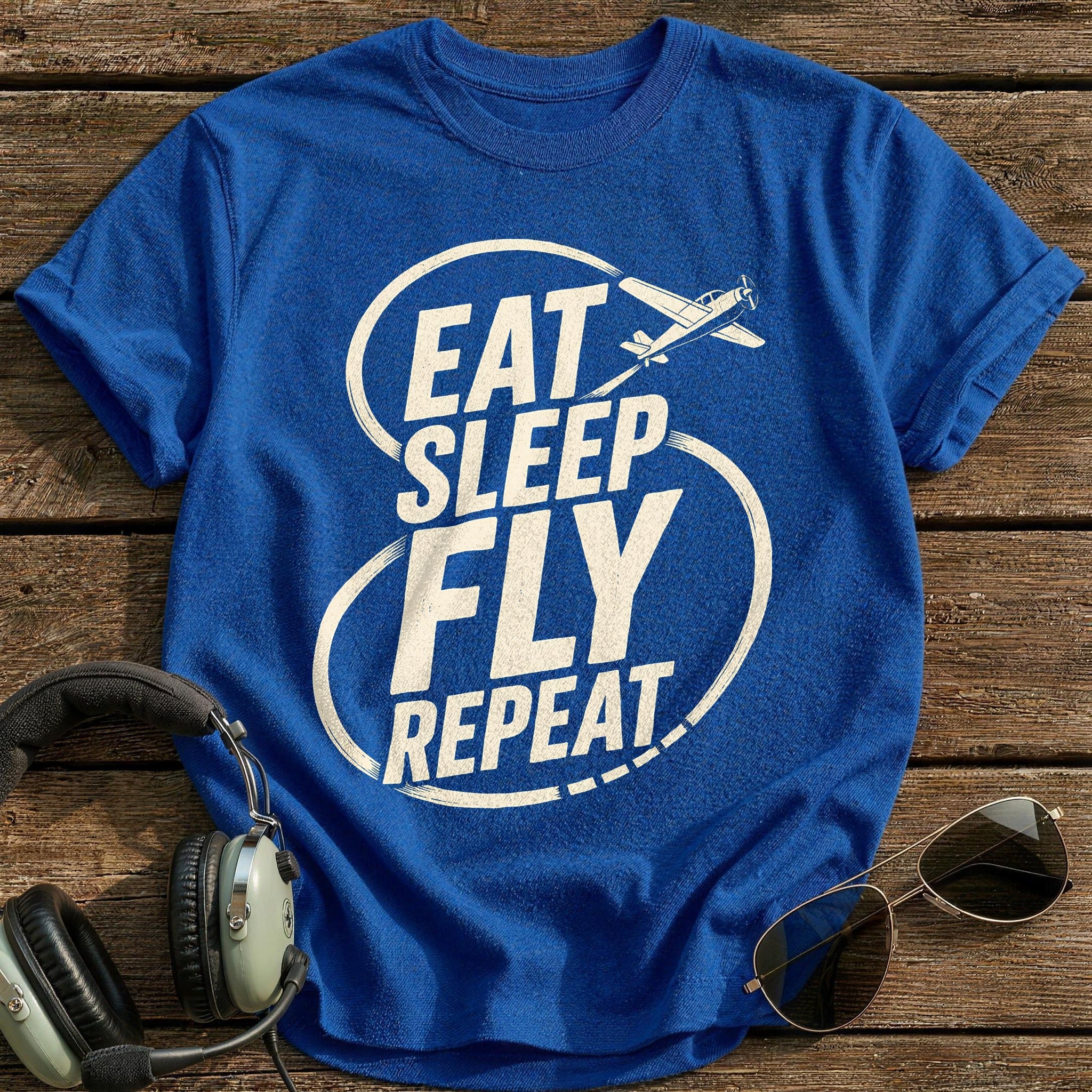 Eat Sleep Fly Repeat 70 T-Shirt - Royal
