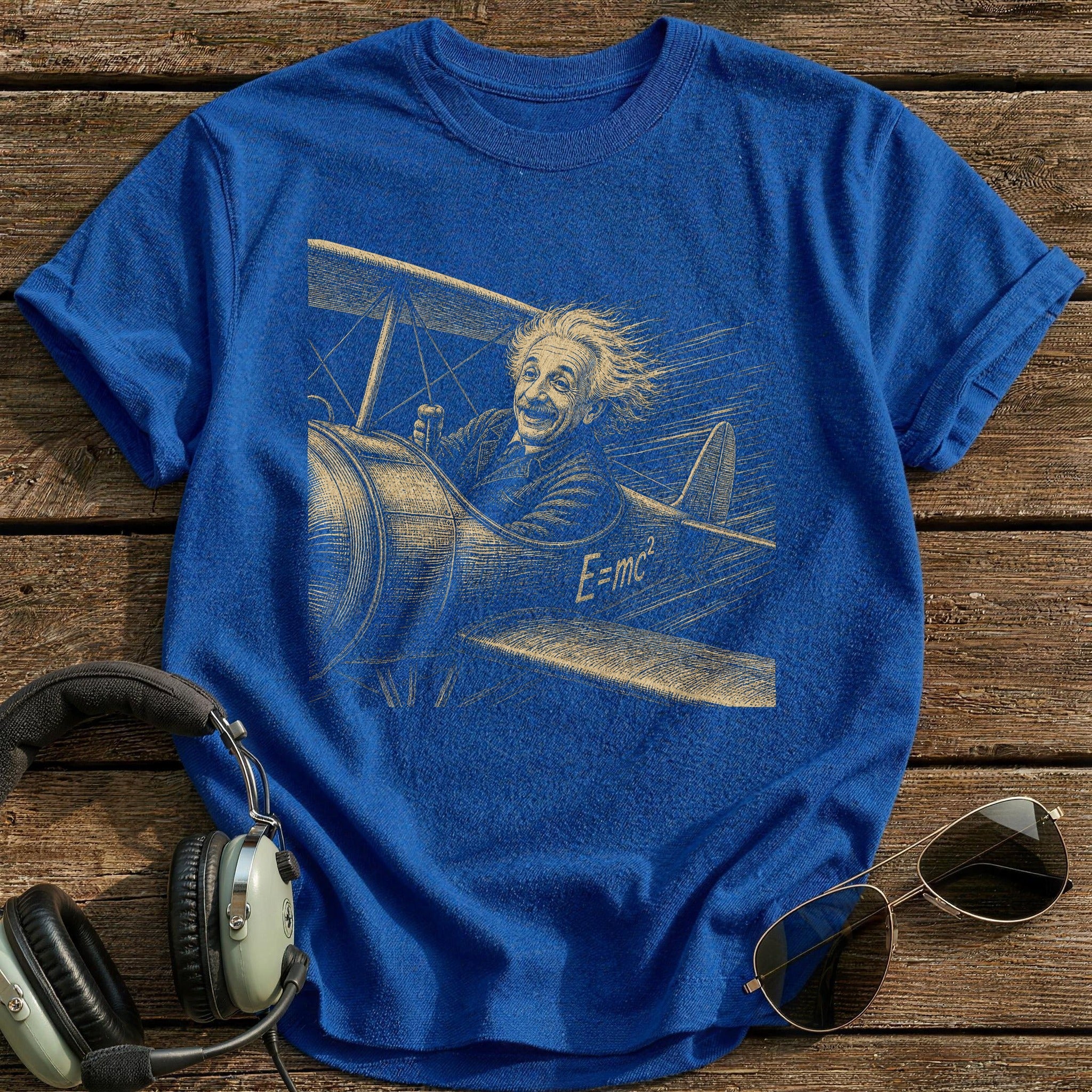 Einstein At The Controls T-Shirt - Royal