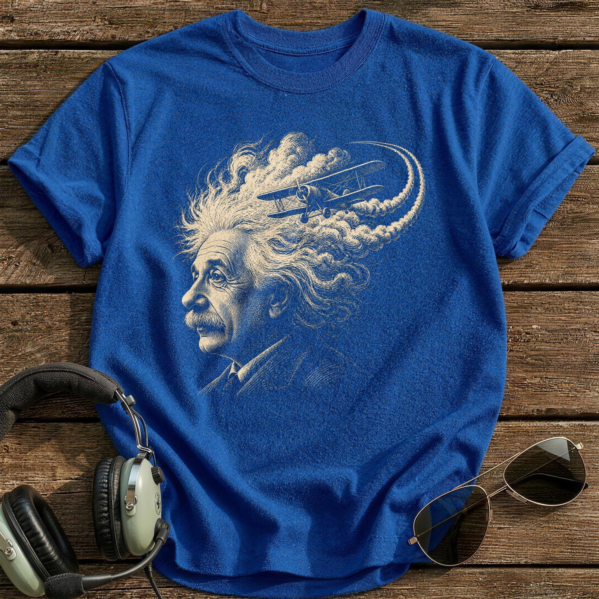 Einstein Aviator Portrait T-Shirt - Royal