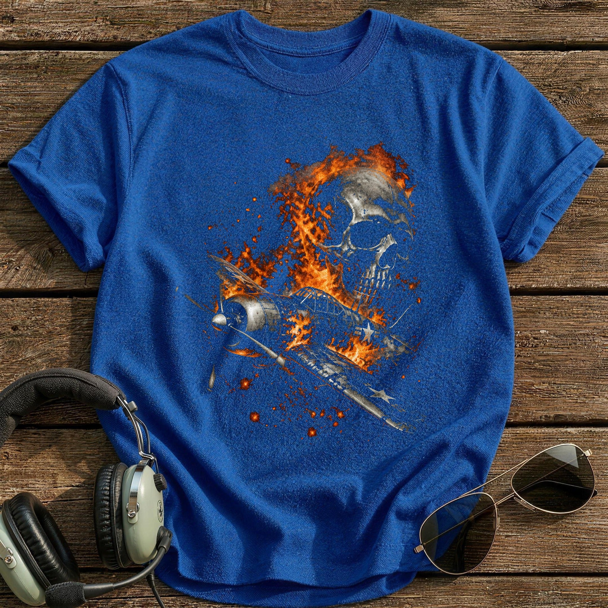 Flaming Warbird Skull 45 - Royal