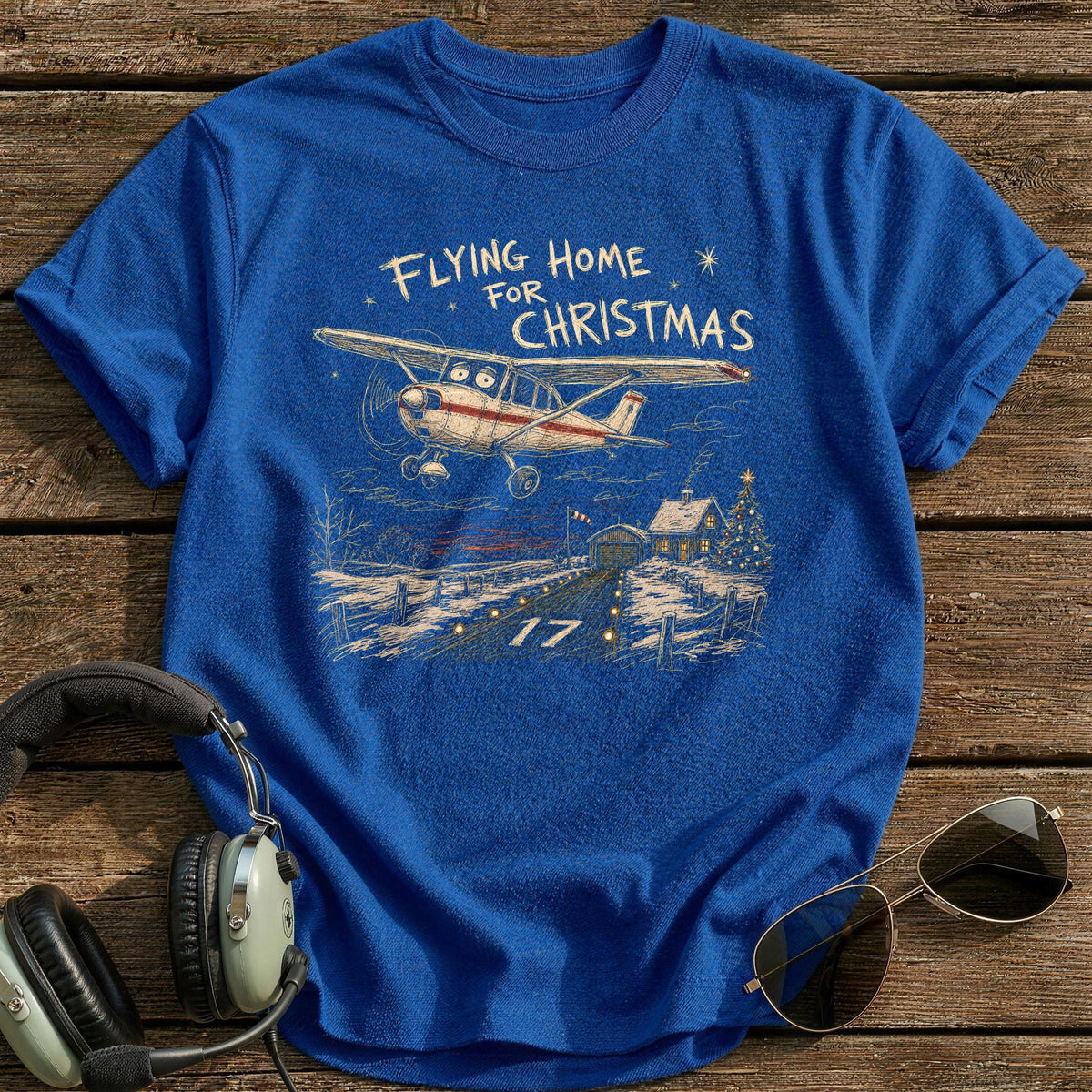 Flying Home For Christmas 2 T-Shirt - Royal