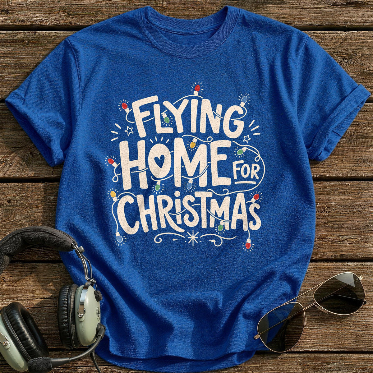Flying Home For Christmas 7 T-Shirt - Royal