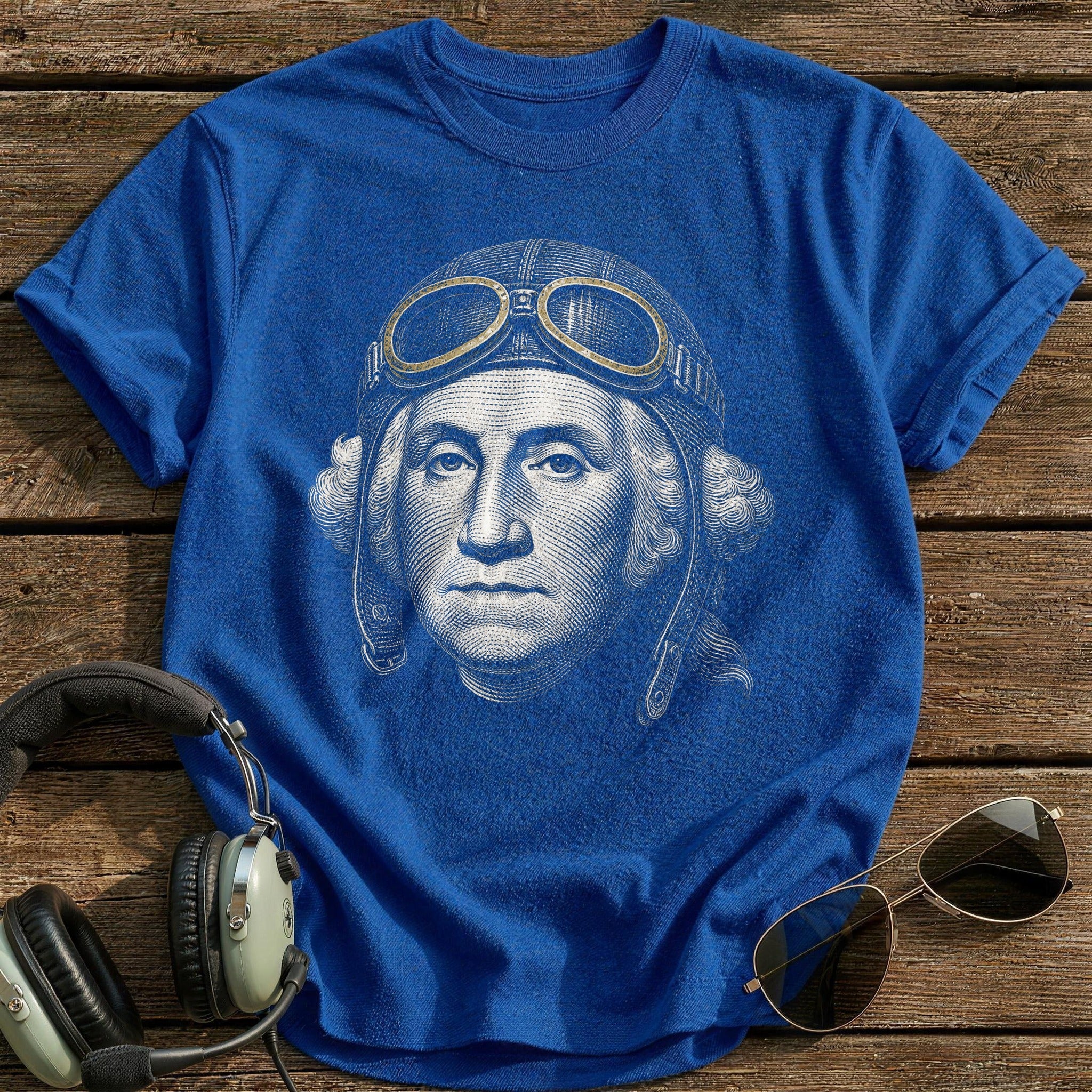 George Washington Aviator (Faded Gold) T-Shirt - Royal