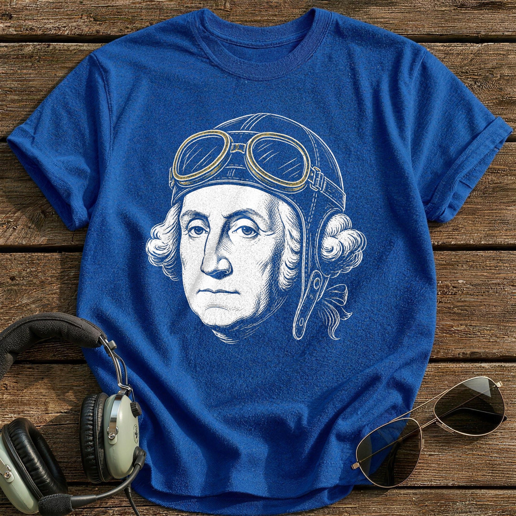 George Washington Aviator (Faded Gold) T-Shirt - Royal