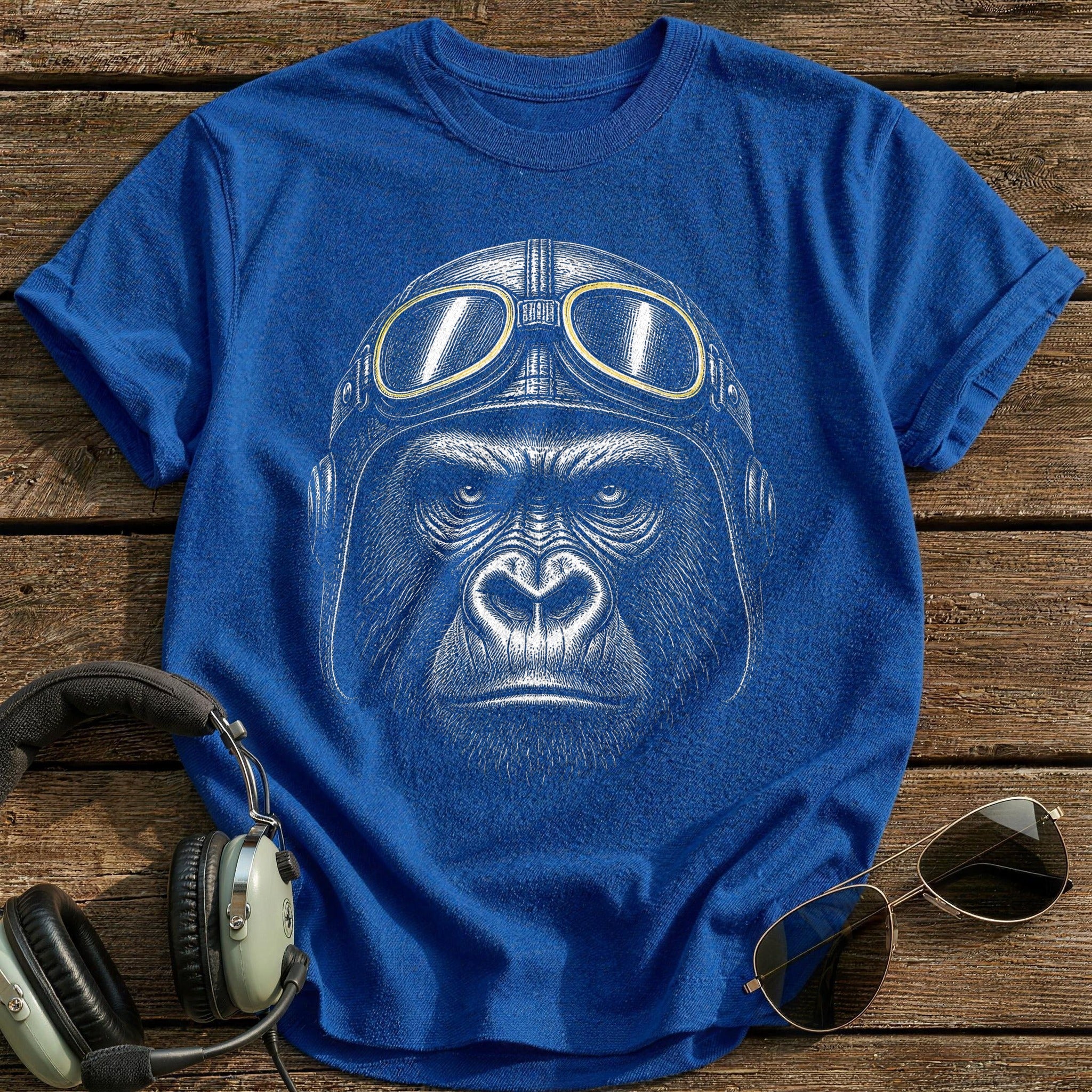 Gorilla Pilot (Pale Yellow) T-Shirt - Royal