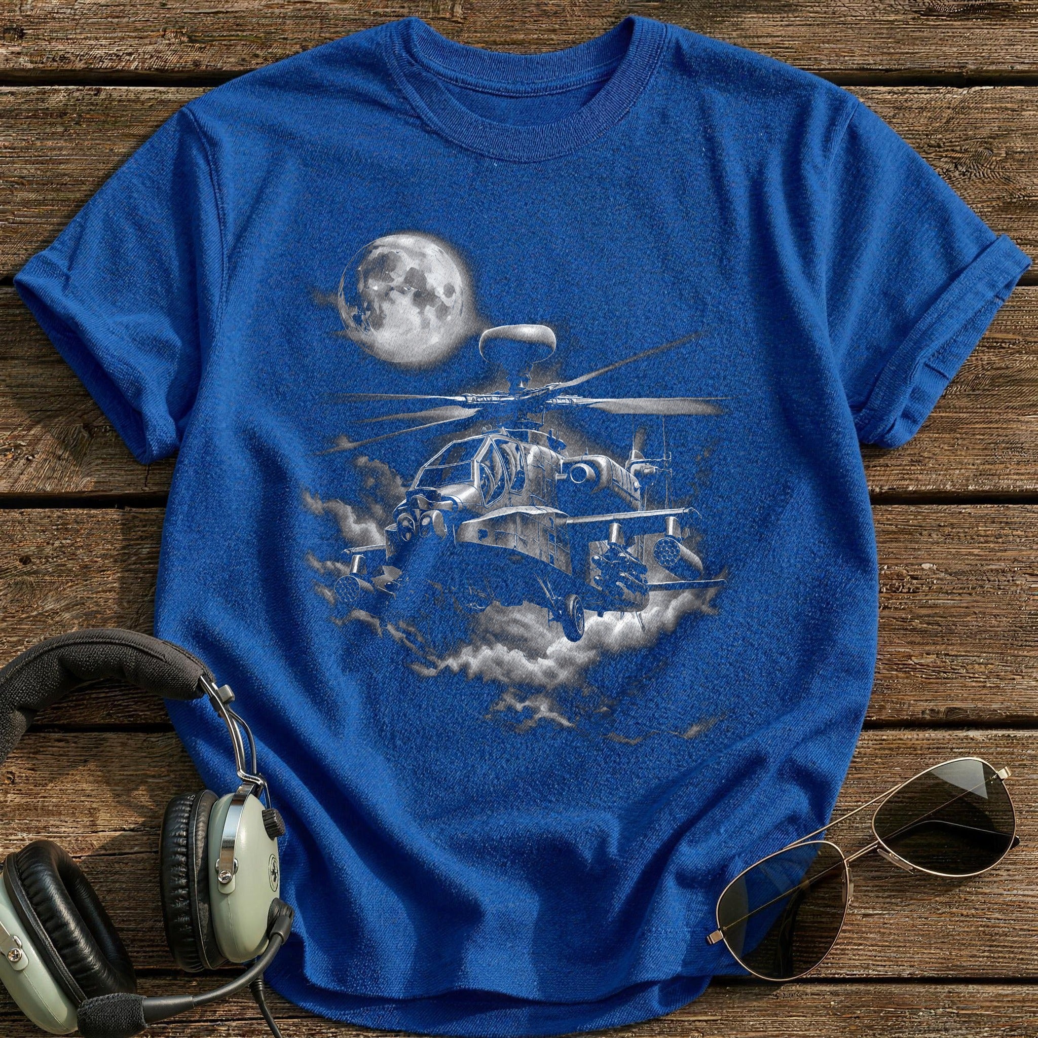 Helicopter Full Moon T-Shirt - Royal