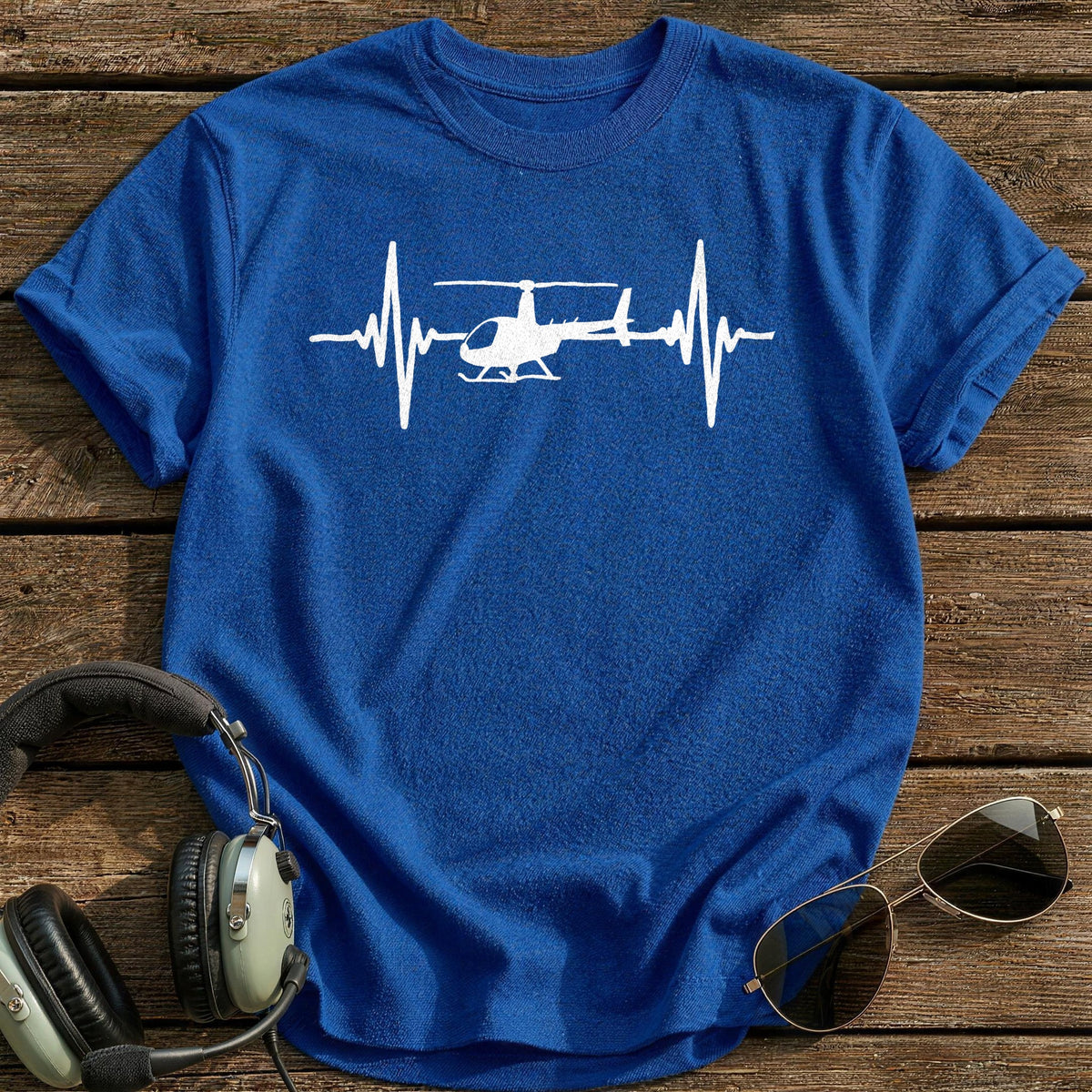 Helicopter Heartbeat T-Shirt - Royal