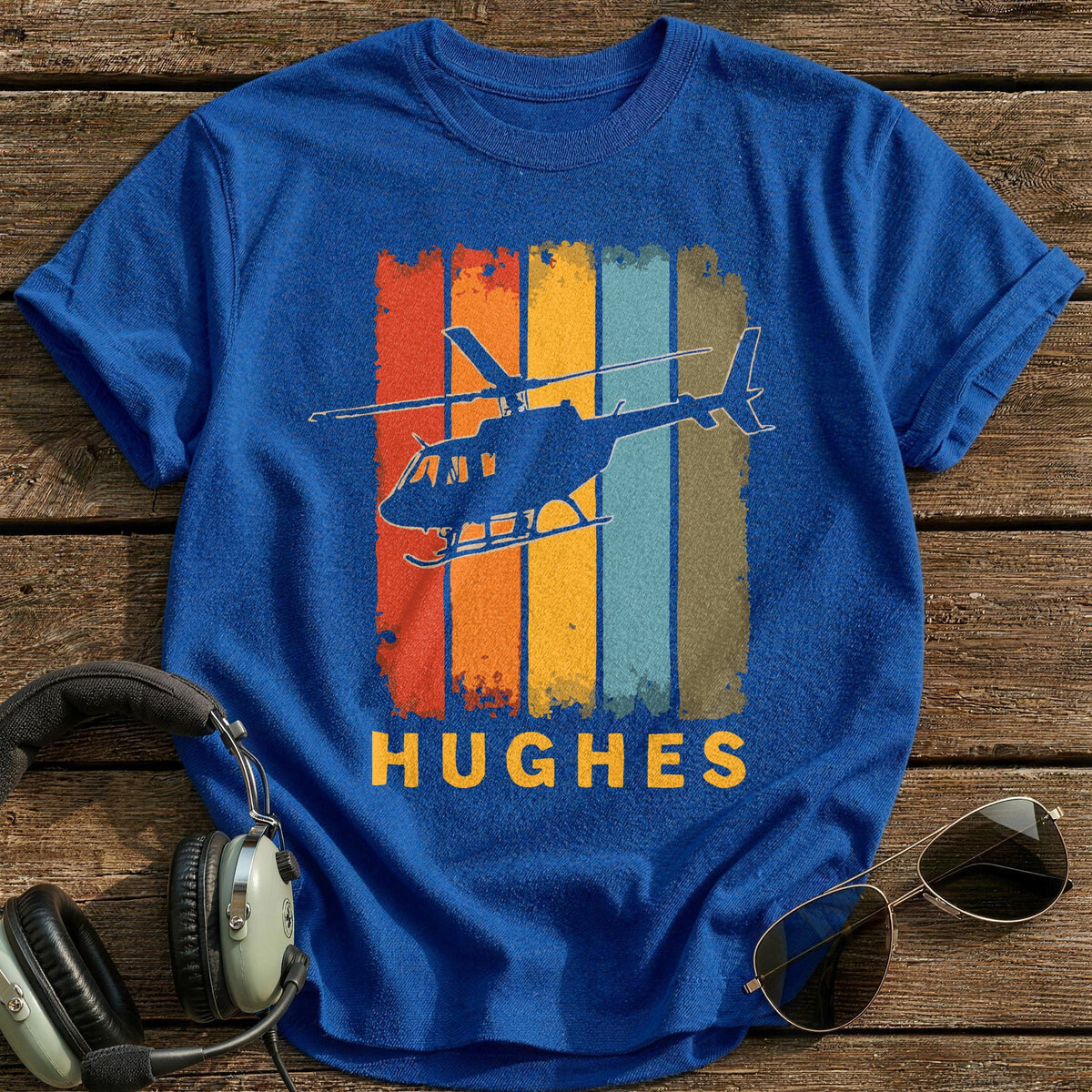 Hughes Retro Helicopter 2 T-Shirt - Royal