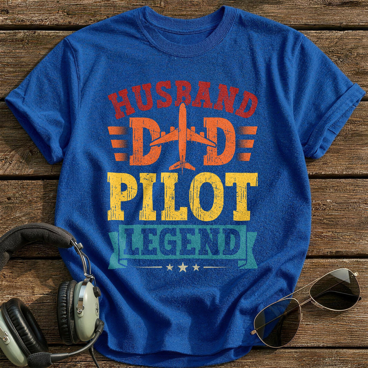Husband Dad Pilot Legend T-Shirt - Royal