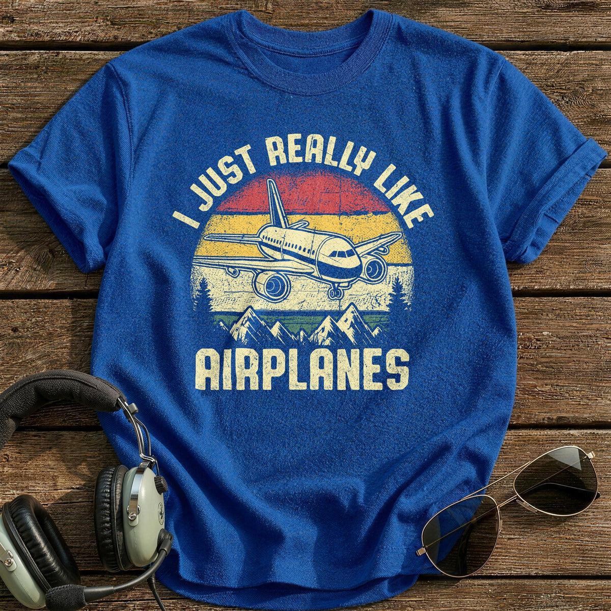 I Just Really Like Airplanes T-Shirt - Royal
